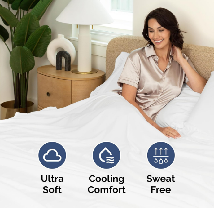 Queen Size 4 Piece Sheet Set - Comfy Breathable & Cooling Sheets - Hotel Luxury Bed Sheets for Women and Men - Deep Pockets, Microfiber, Extra Soft & Wrinkle Free Sheets - White Oeko-Tex Bed Sheet Set