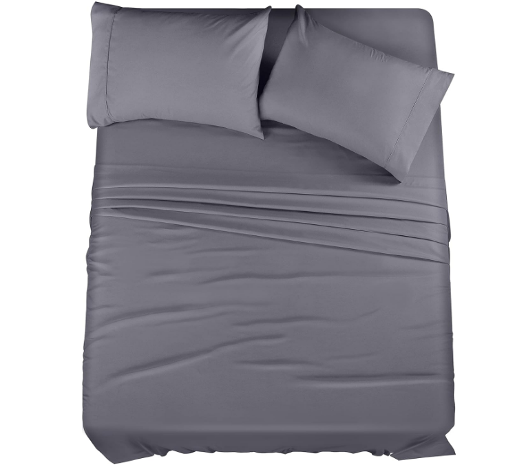 Queen Bed Sheets Set - 4 Piece Bedding - Brushed Microfiber - Shrinkage and Fade Resistant - Easy Care (Queen, Grey)