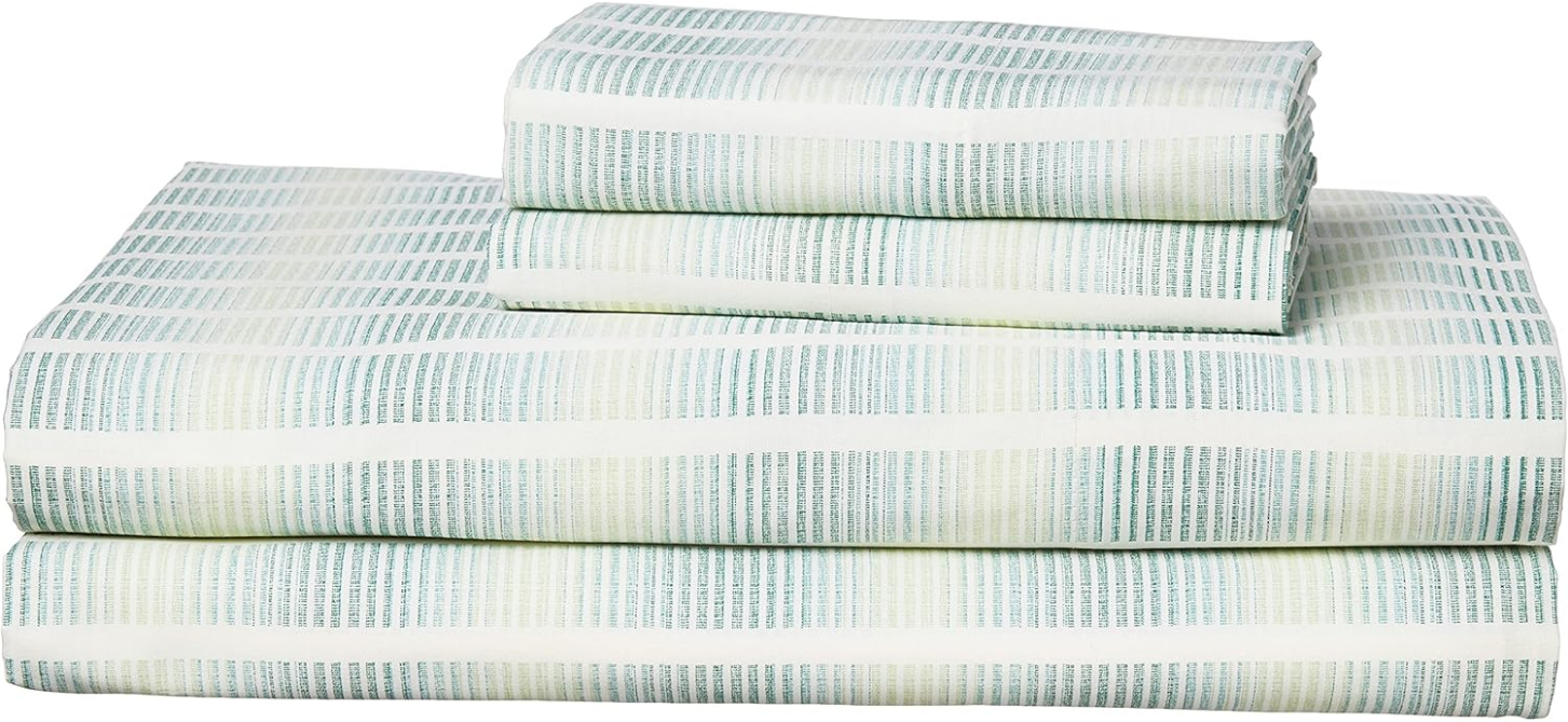 King Sheets, Cotton Percale Bedding Set, Crisp & Cool, Stylish Home Decor (Off The Grid Green, King)