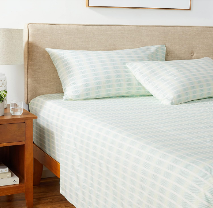 King Sheets, Cotton Percale Bedding Set, Crisp & Cool, Stylish Home Decor (Off The Grid Green, King)