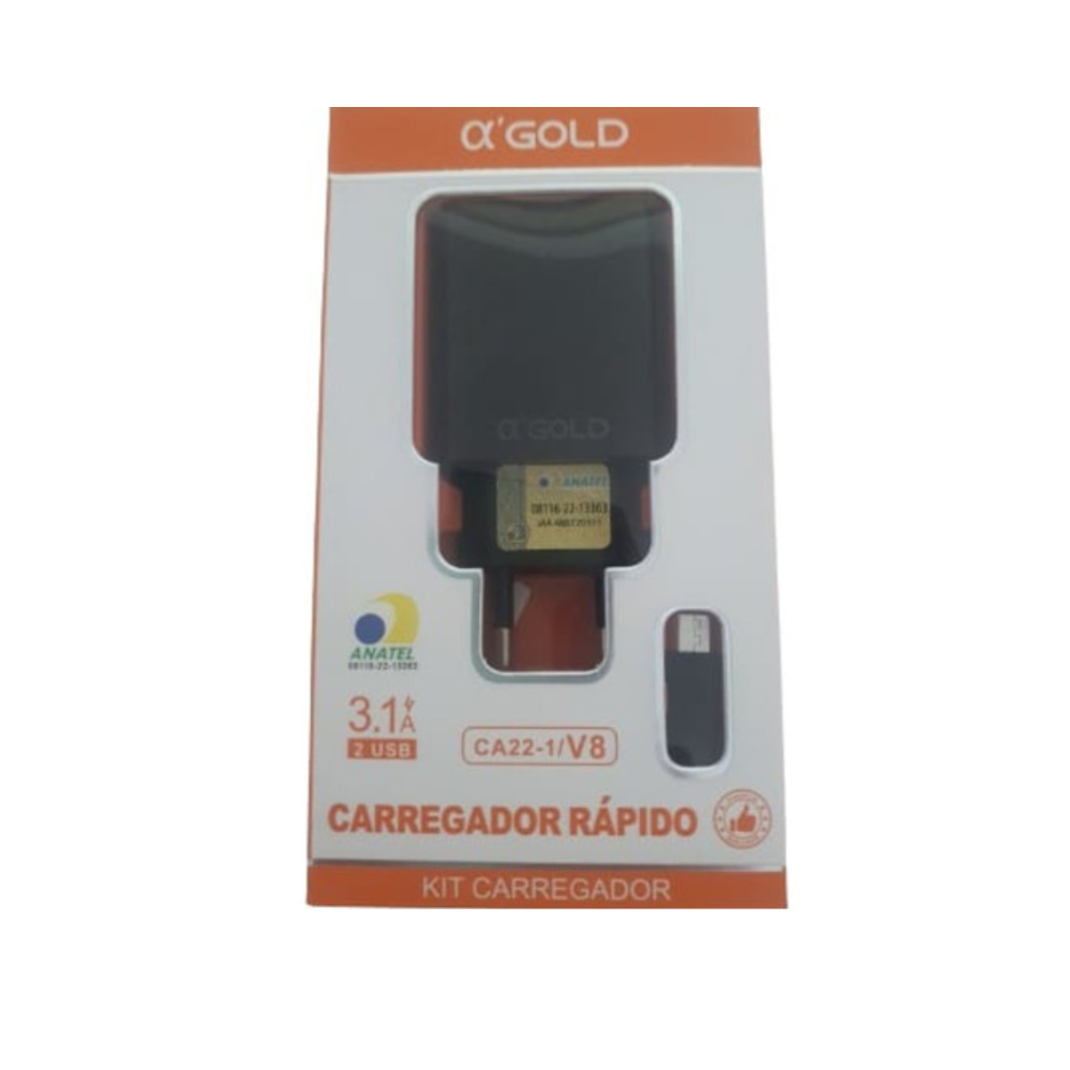 A´GOLD Carregador Celular Kit Rápido Ca22-1/v8 Fonte Celular Usb