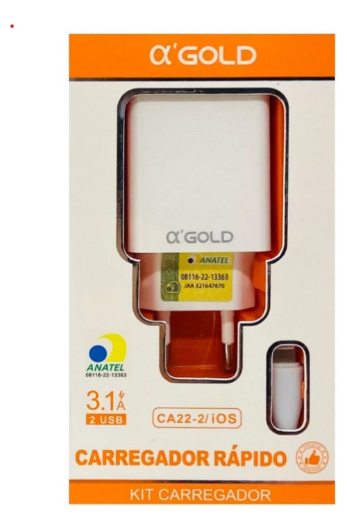 Carregador Rapido 3.1a - 2 Entradas Usb P/ Os Iphones Cor Branco
