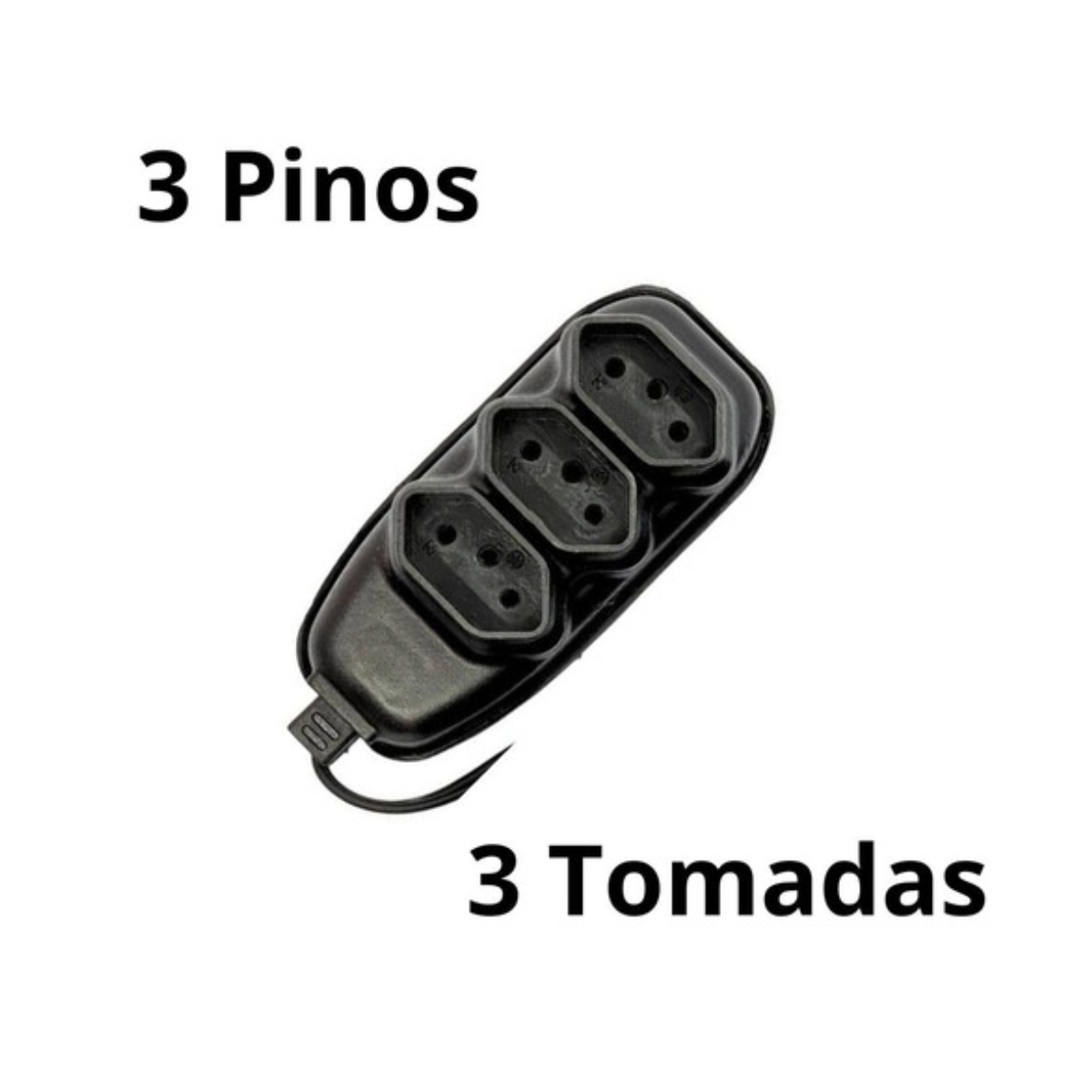xtensão Elétrica 3 Metros Bivolt Preto 3 Tomada Tripolar