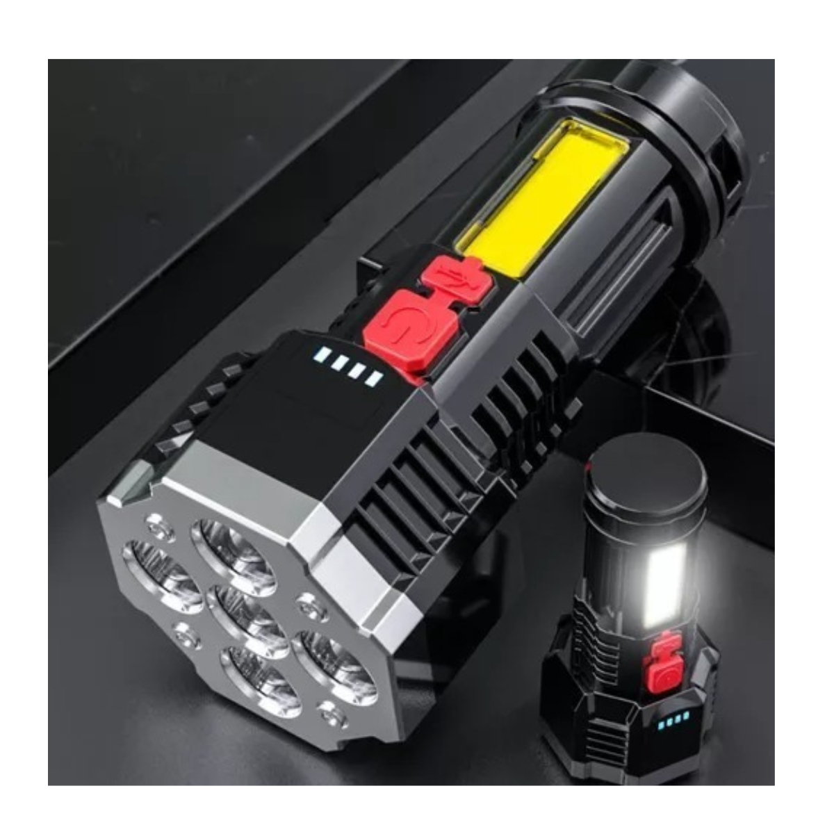 Lanterna Led Recarregável 5 Leds Forte Efeito Lampião Pesca