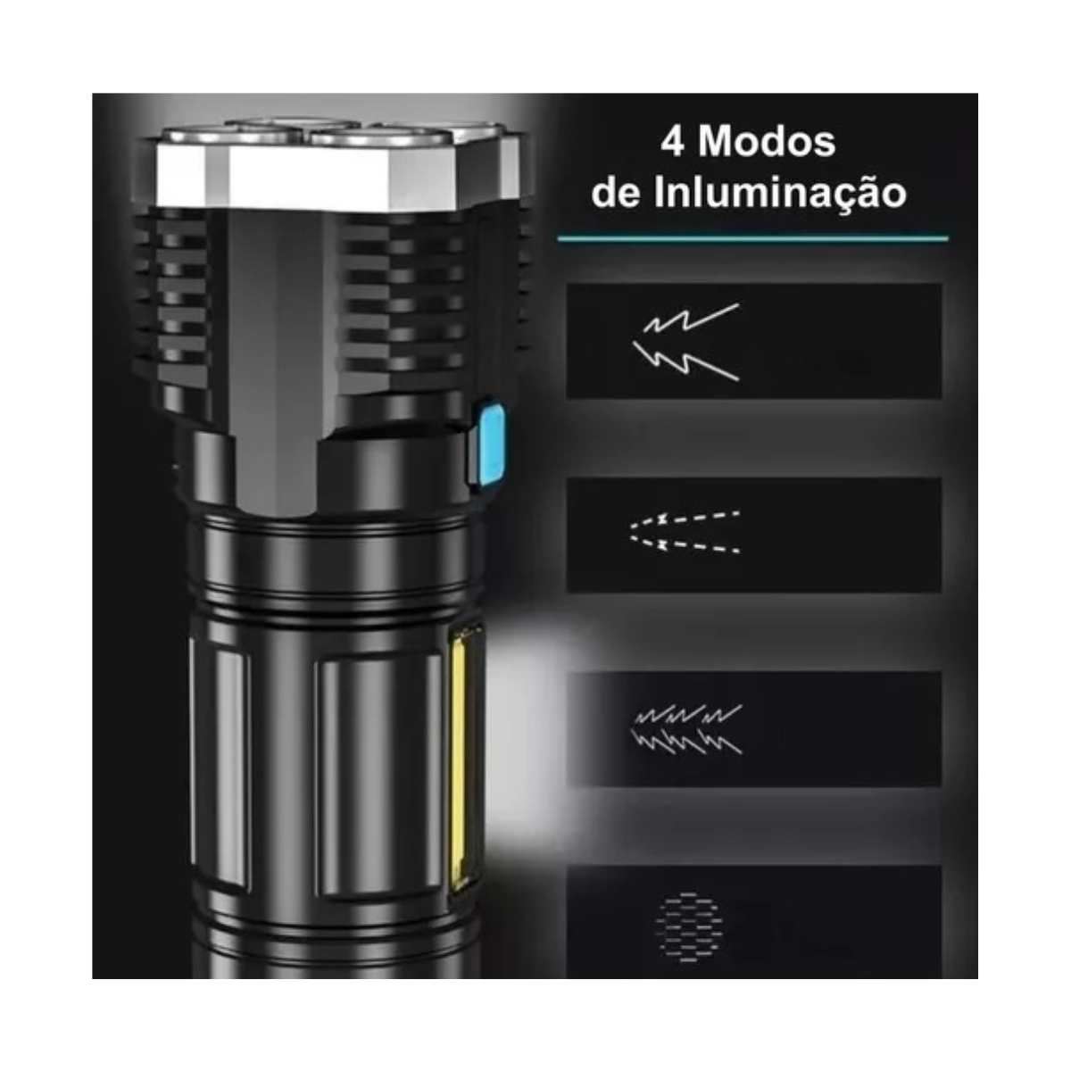 Lanterna Led Recarregável 5 Leds Forte Efeito Lampião Pesca