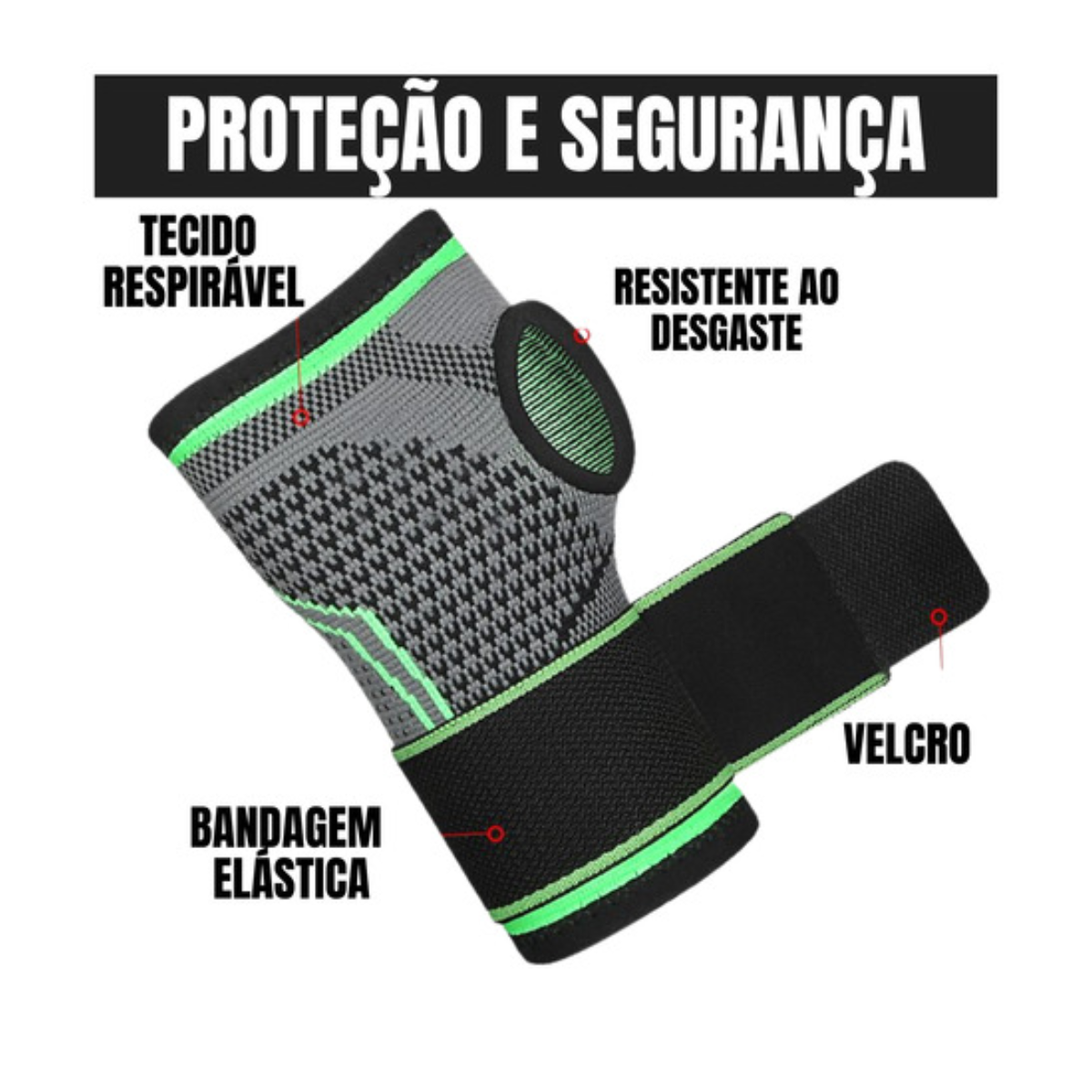 Munhequeira Alta Compressão Tendinite Punho Elástica Dor