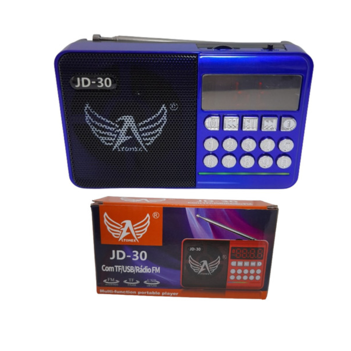 Rádio Fm Bluetooth Altomex COM BATERIA RECARREGAVEL INCLUSA Jd-30 Jd-35 Pendrive Sd Card