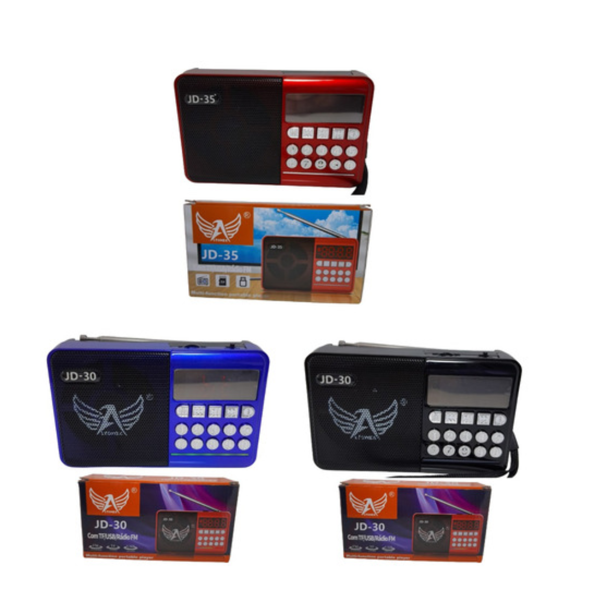 Rádio Fm Bluetooth Altomex COM BATERIA RECARREGAVEL INCLUSA Jd-30 Jd-35 Pendrive Sd Card
