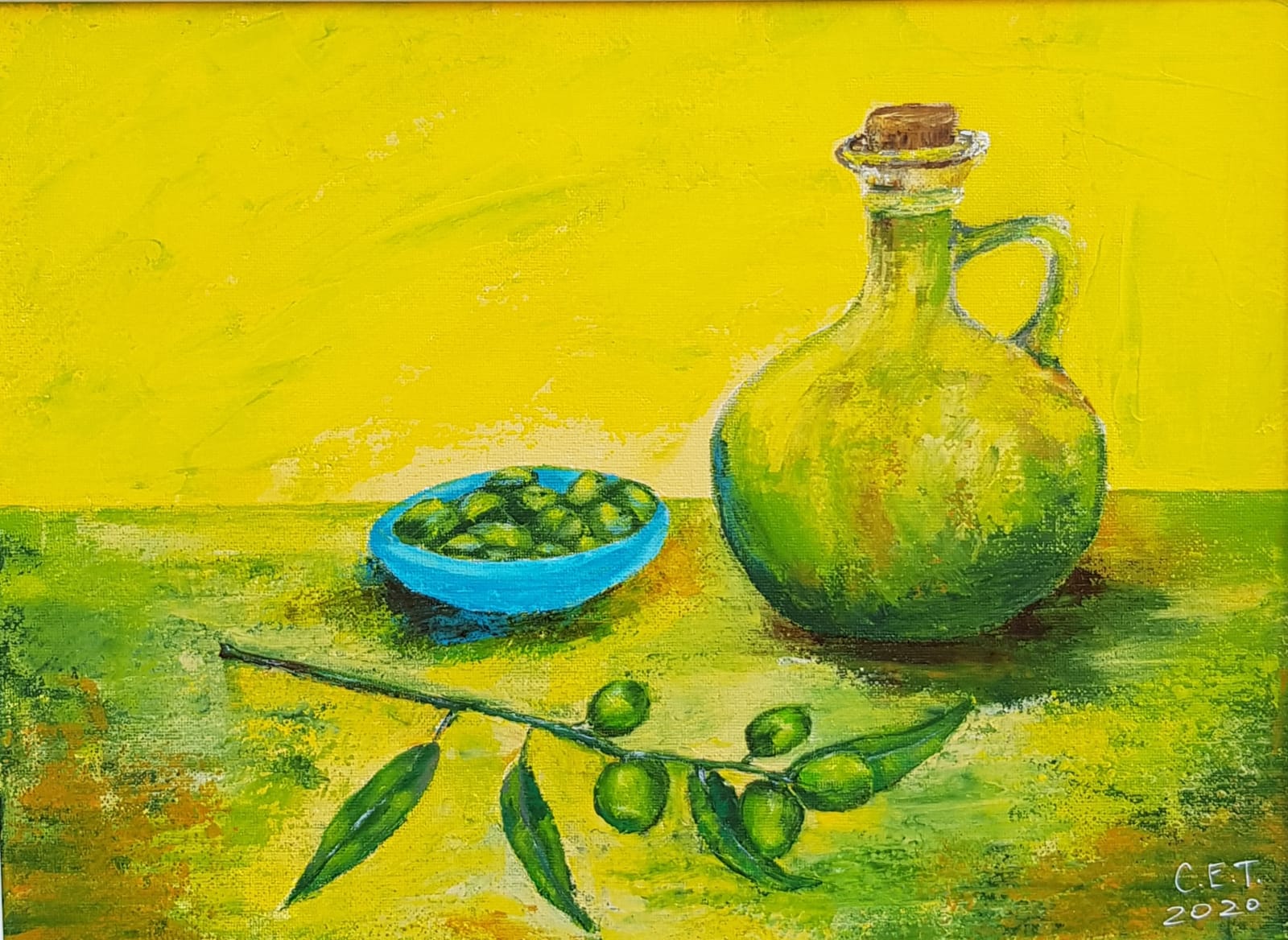 Olives and olives oil jar