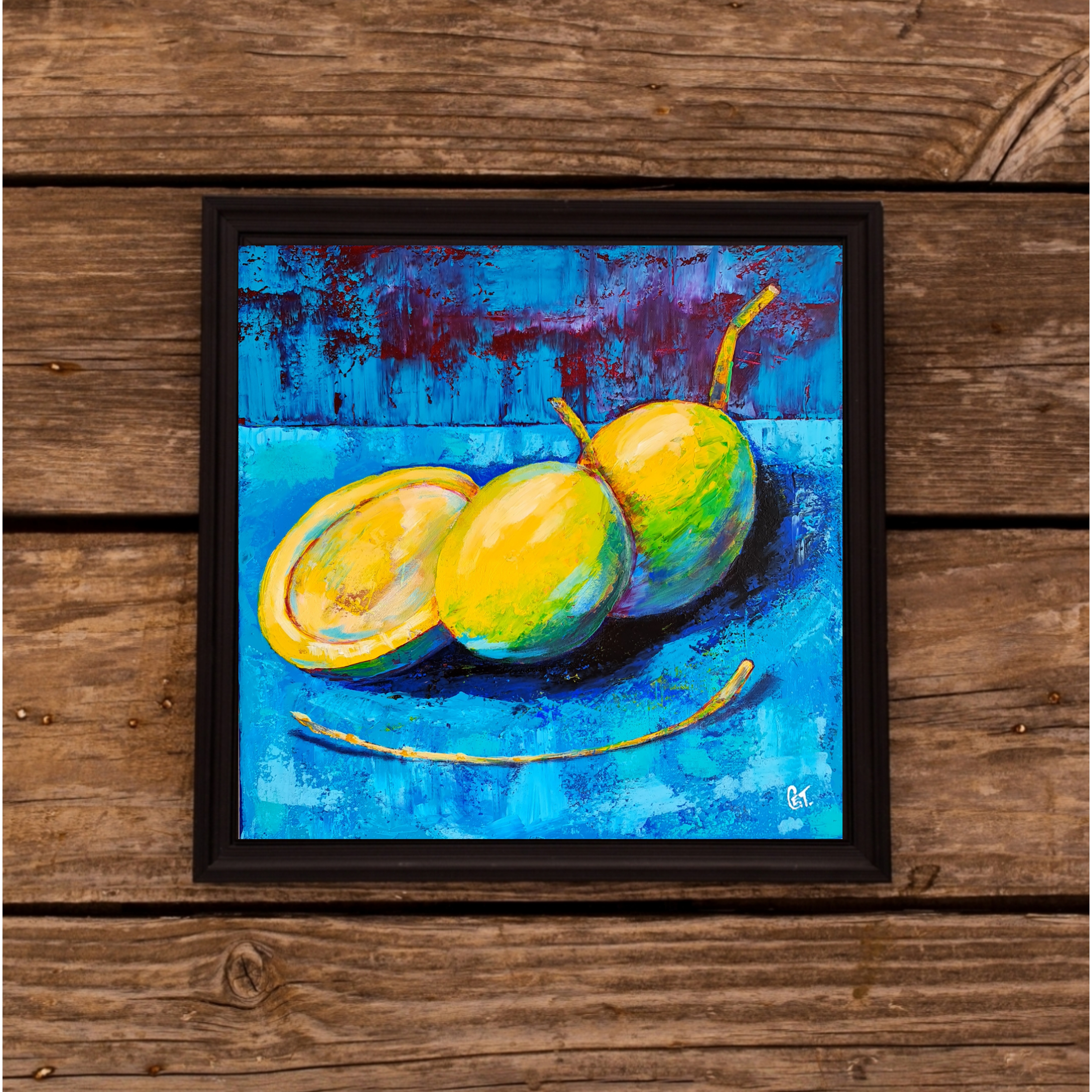 Colorful Coconut Fruit Still Life Painting