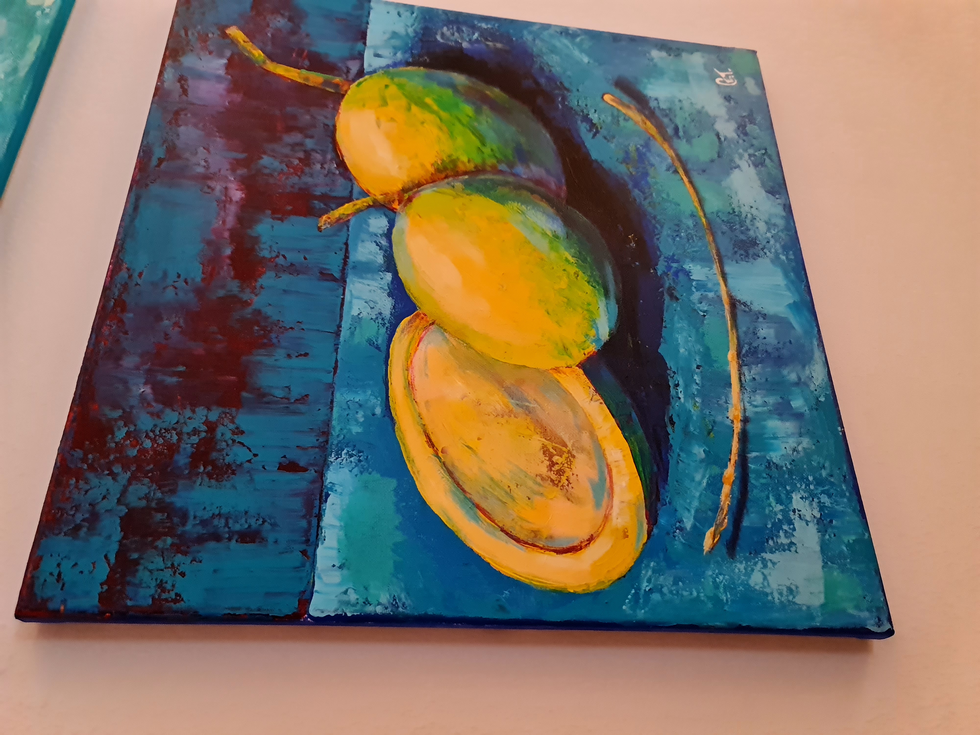Colorful Coconut Fruit Still Life Painting