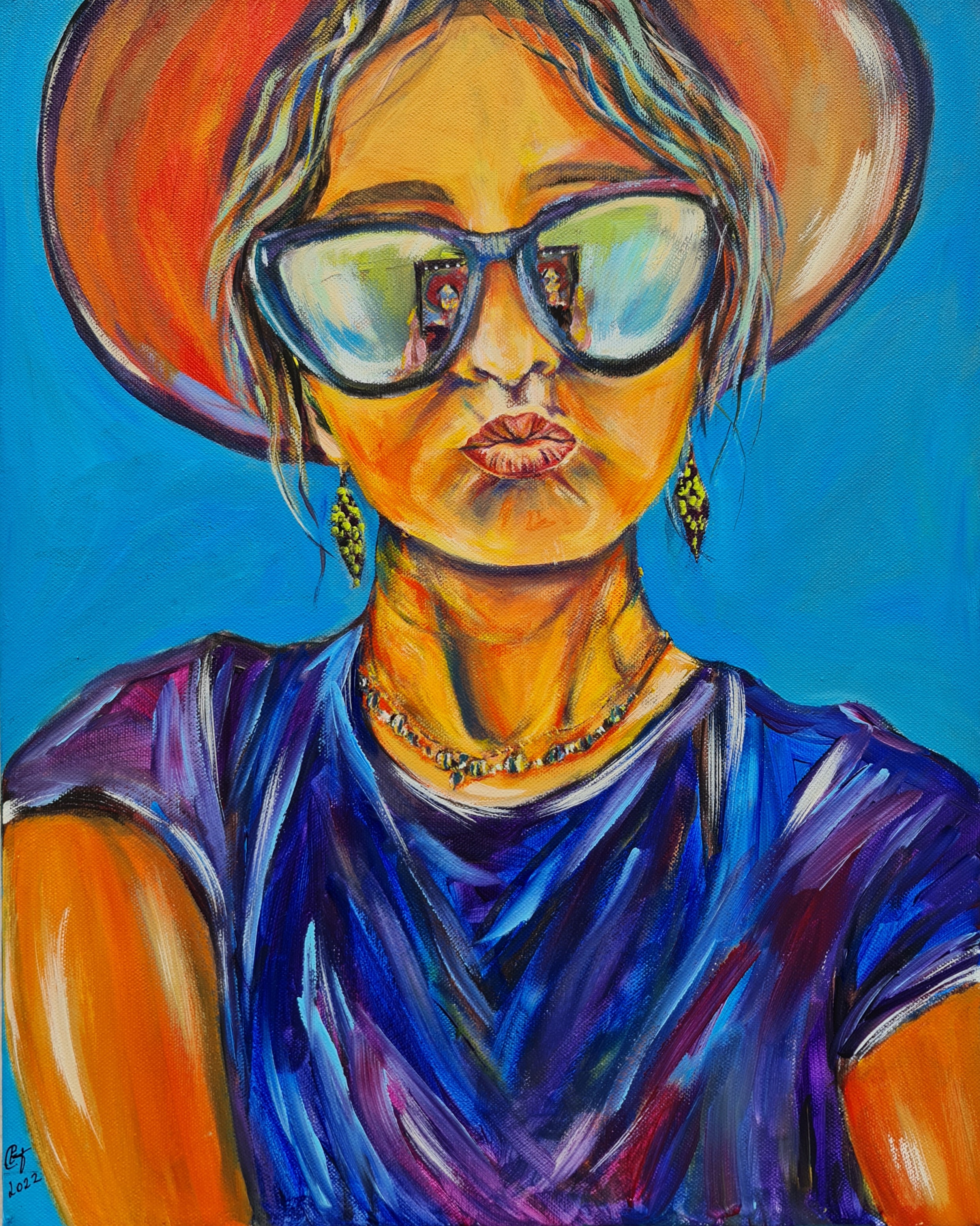 Colorful Modern Art Portrait Painting "Selfie"