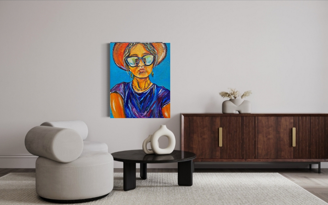 Colorful Modern Art Portrait Painting "Selfie"