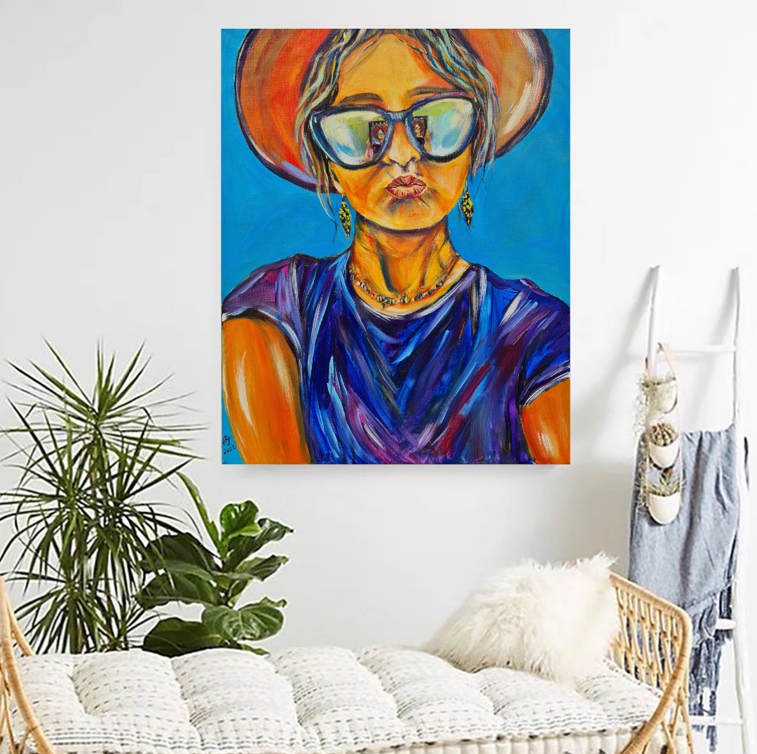 Colorful Modern Art Portrait Painting "Selfie"
