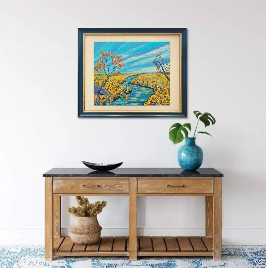 Landscape Painting with Sunflowers