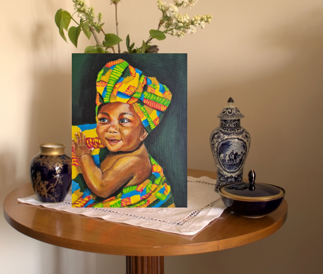 Colorful Baby Portrait Painting