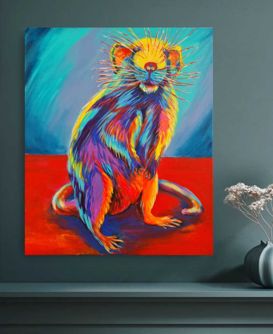 Colorful Rat Painting, Sexy Rat