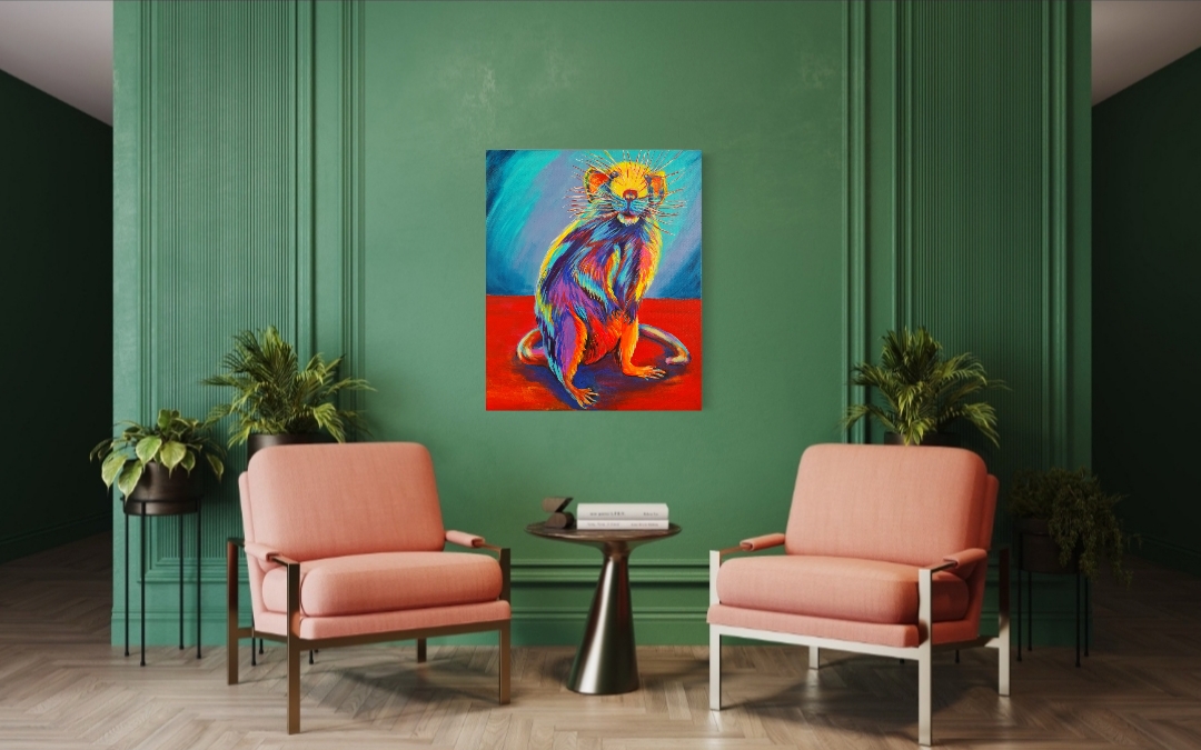 Colorful Rat Painting, Sexy Rat