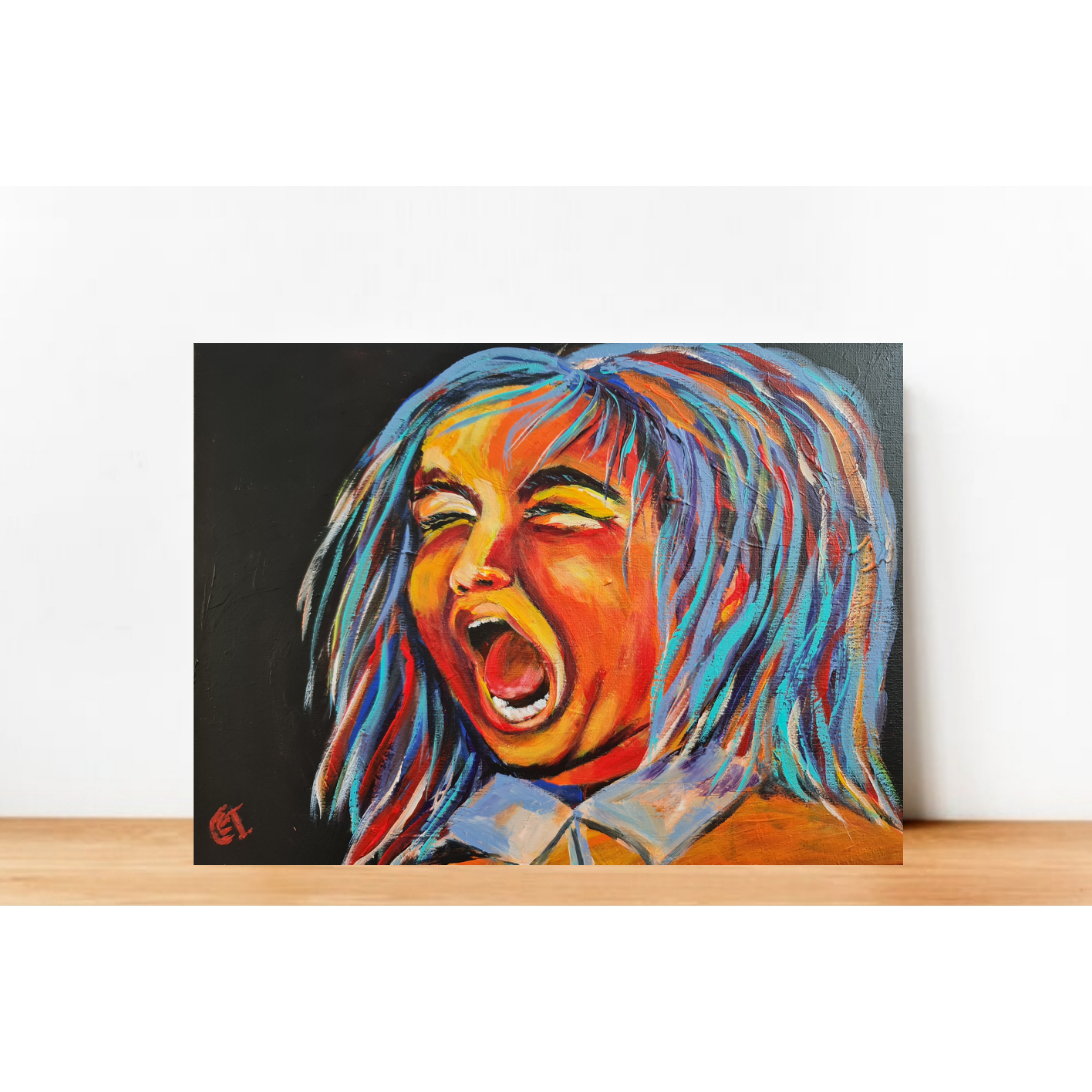 Expressive Abstract Portrait, Furstrated girl