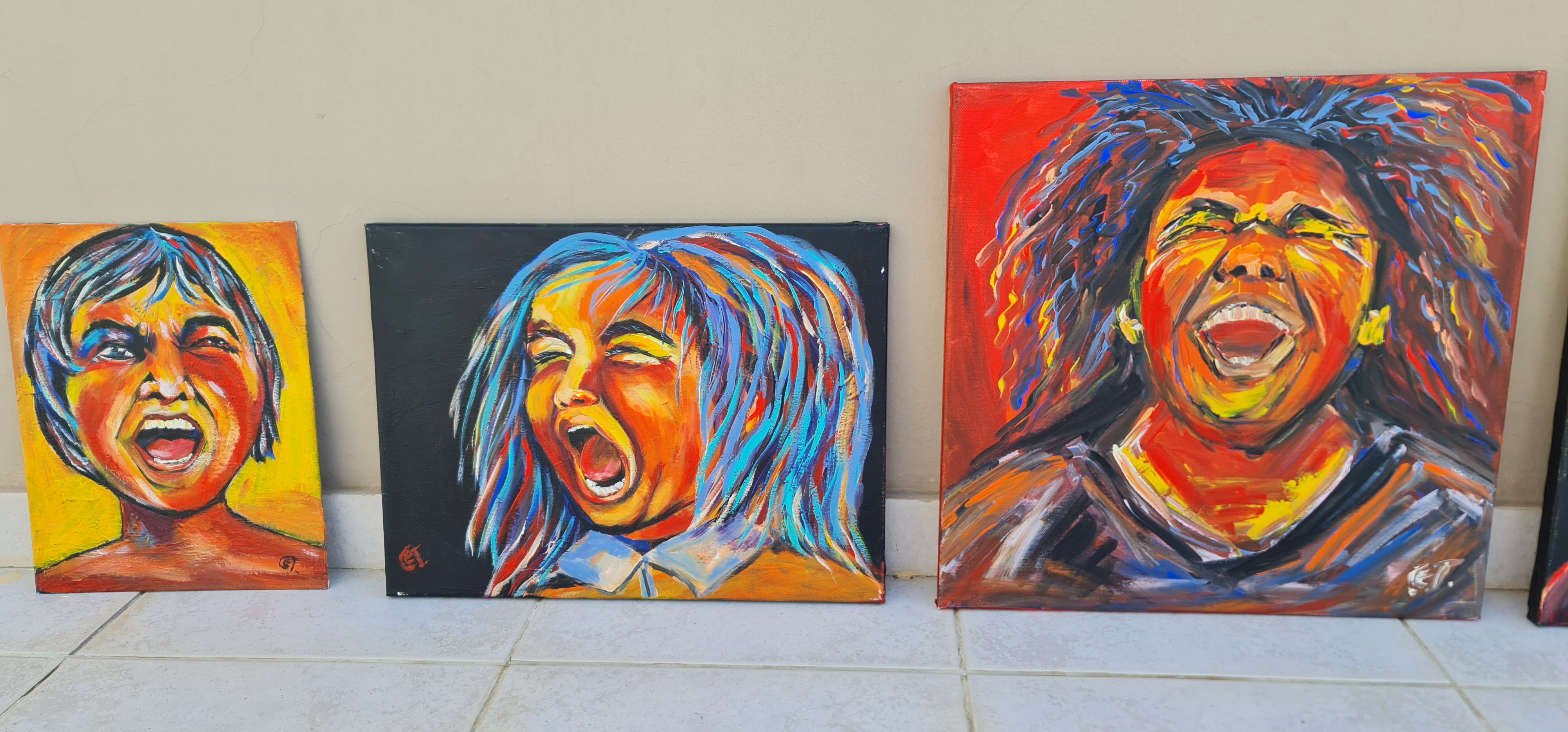 Expressive Abstract Portrait, Furstrated girl