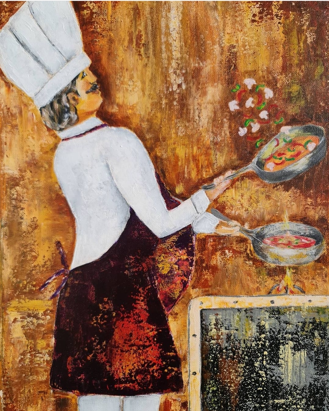 Chef Cooking Painting