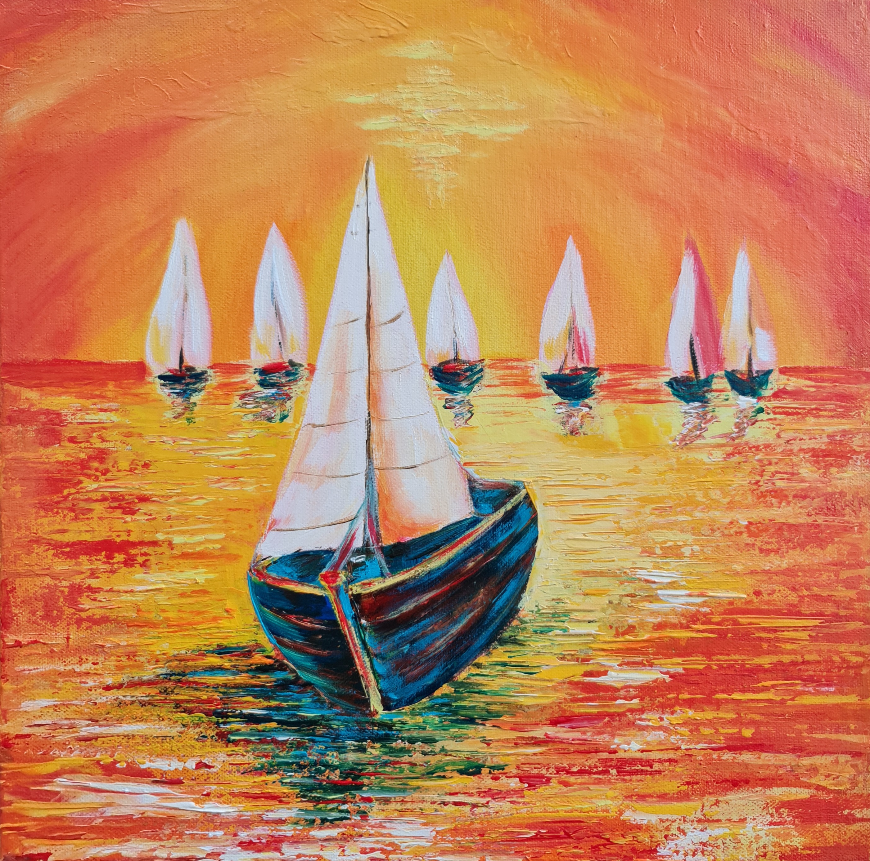Sunset Sailboat Painting