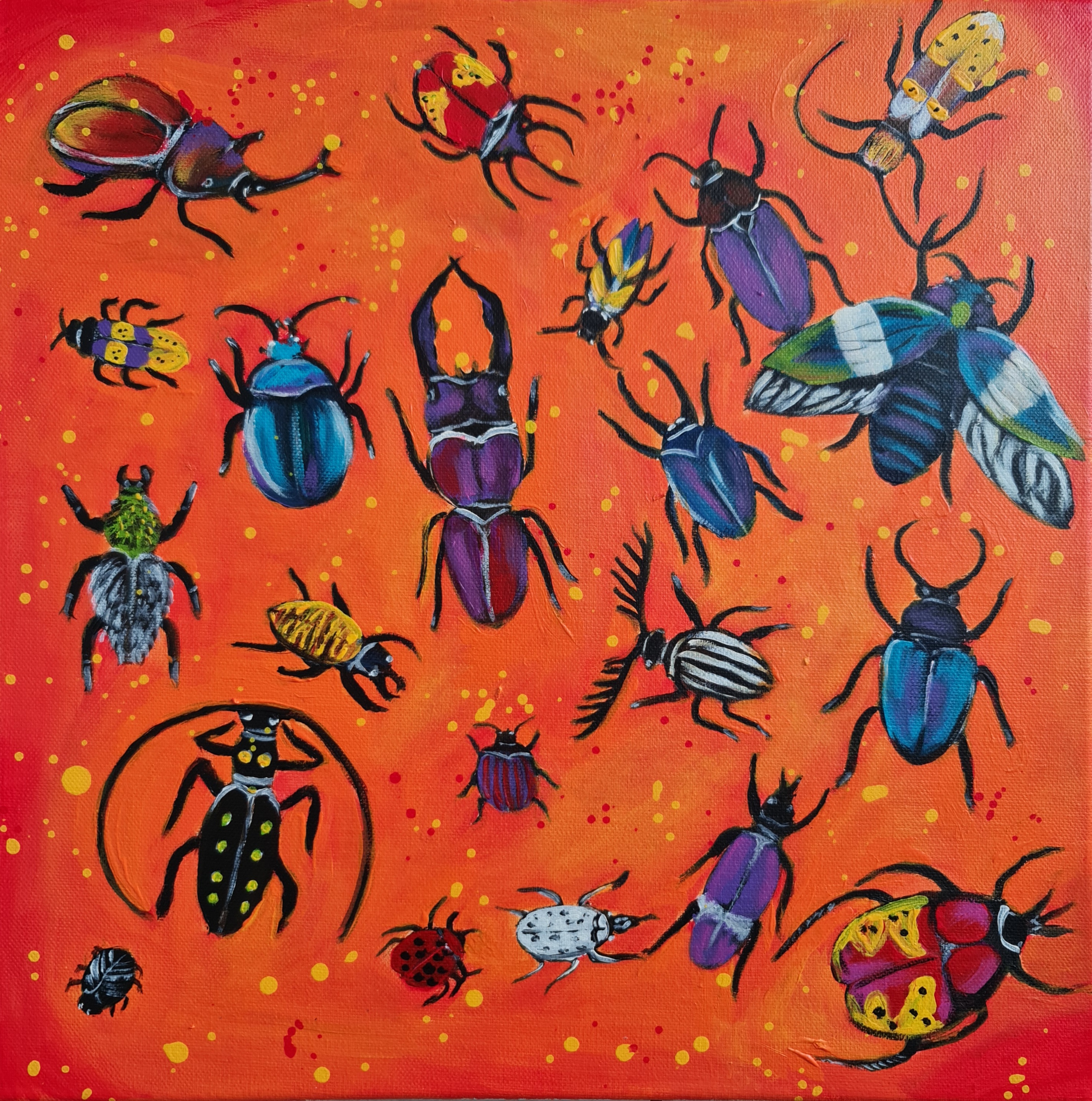 Colorful Beetle Painting, "In women's head"