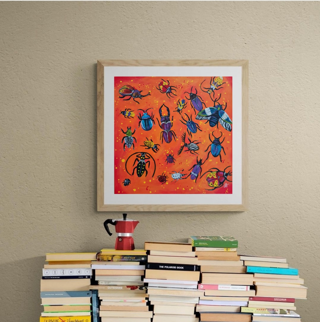 Colorful Beetle Painting, "In women's head"