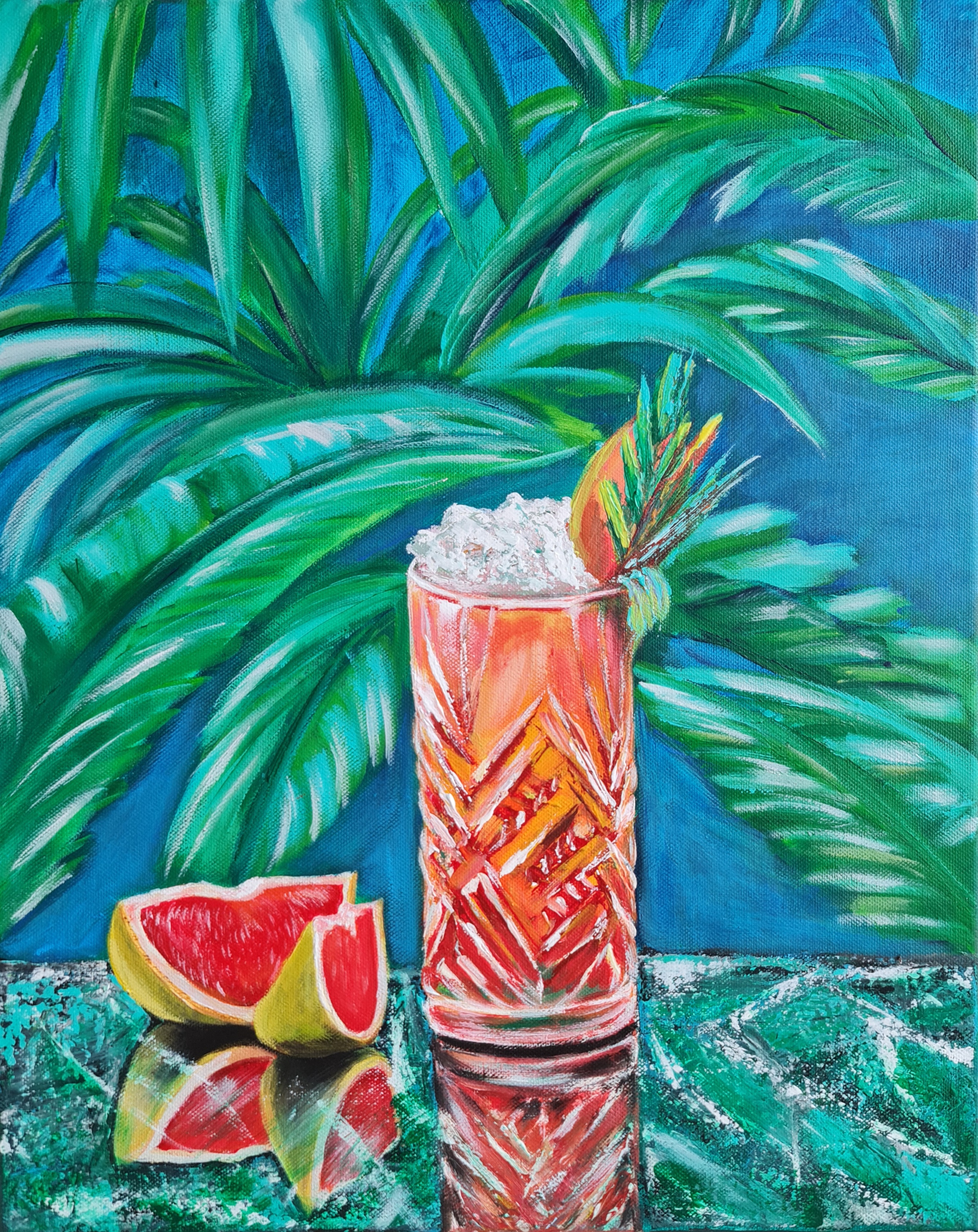 Tropical Drink Painting, Summer vibe 