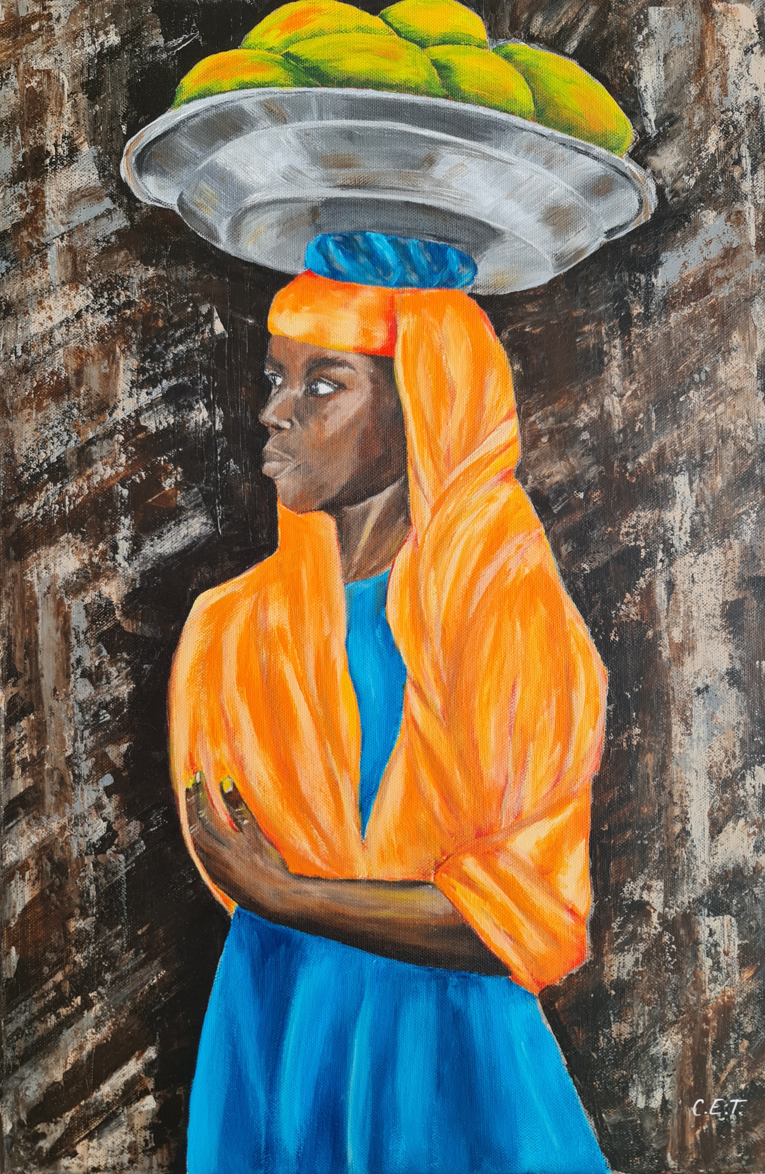 Colorful Portrait Painting, Yvorian Woman