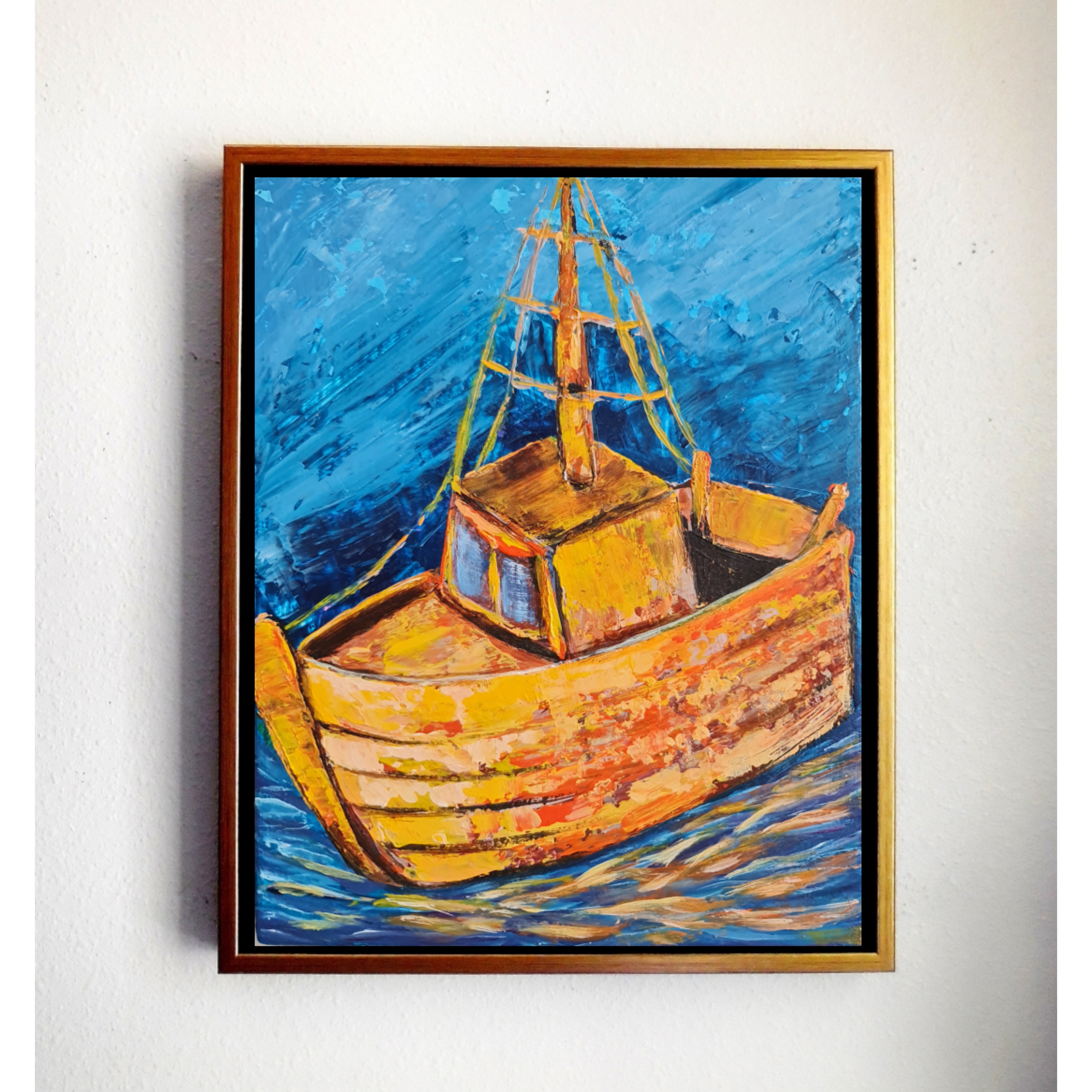 Colorful Fishing Boat Painting