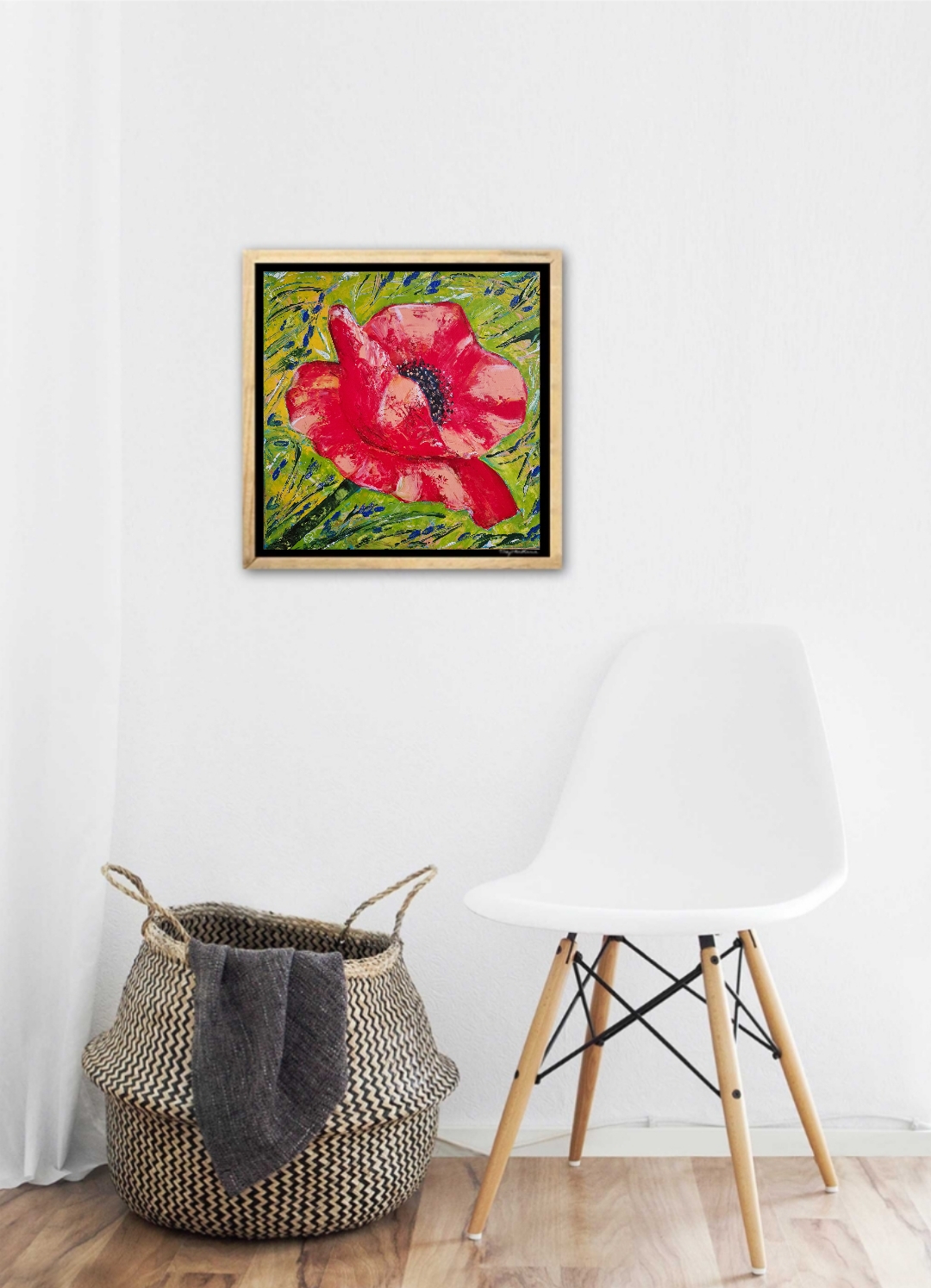 Red Floral Painting, Red Poppy 