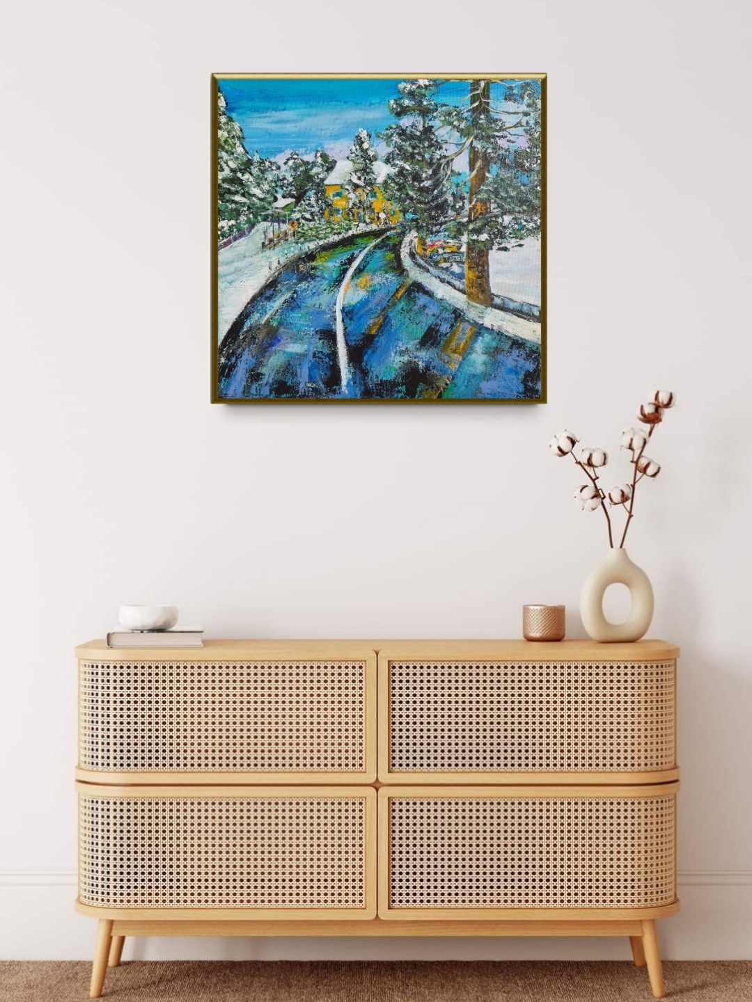 Winter Landscape Painting, "Troodos Platres" 