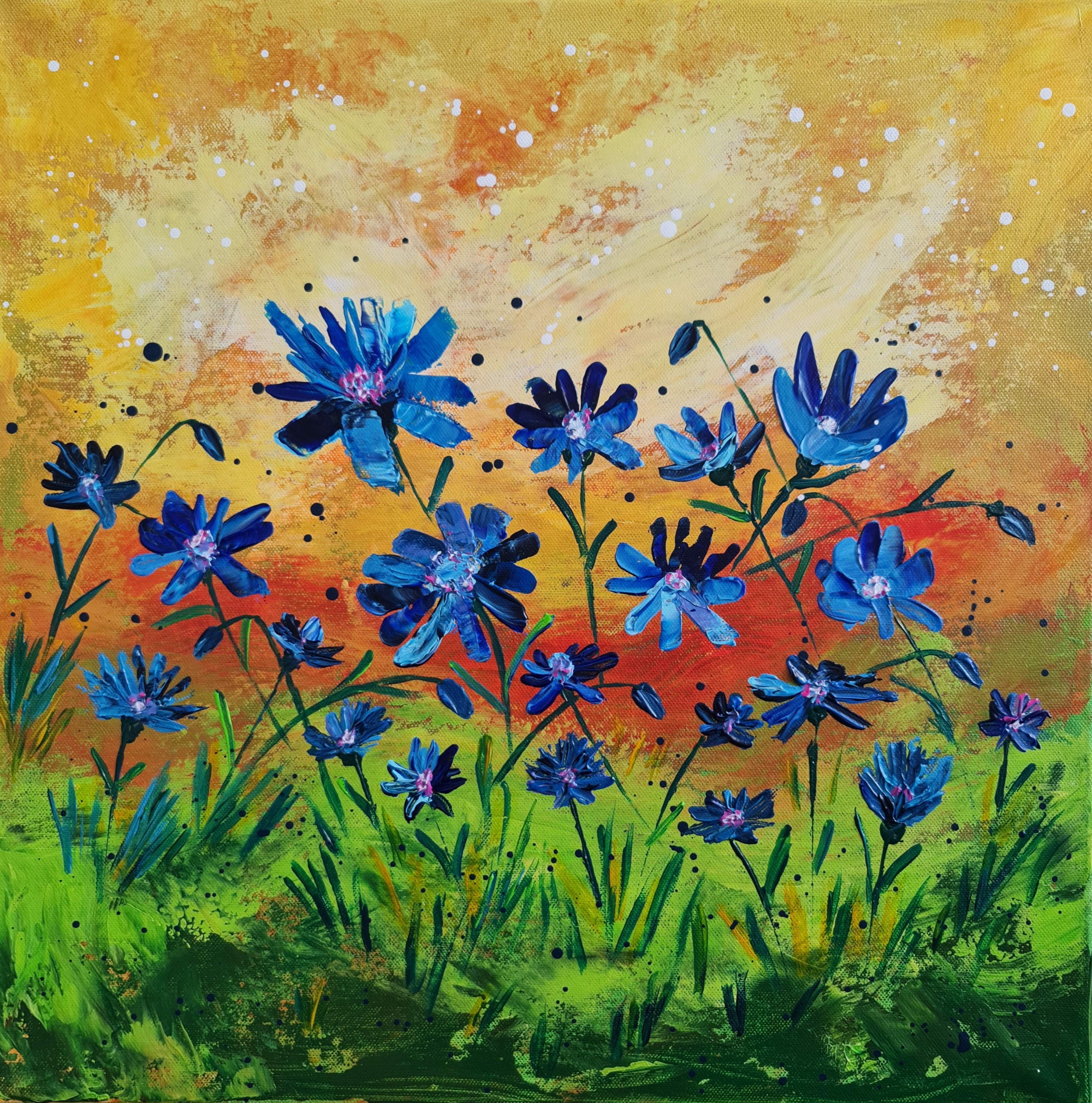 Floral Field Painting, "Cornfield floral"