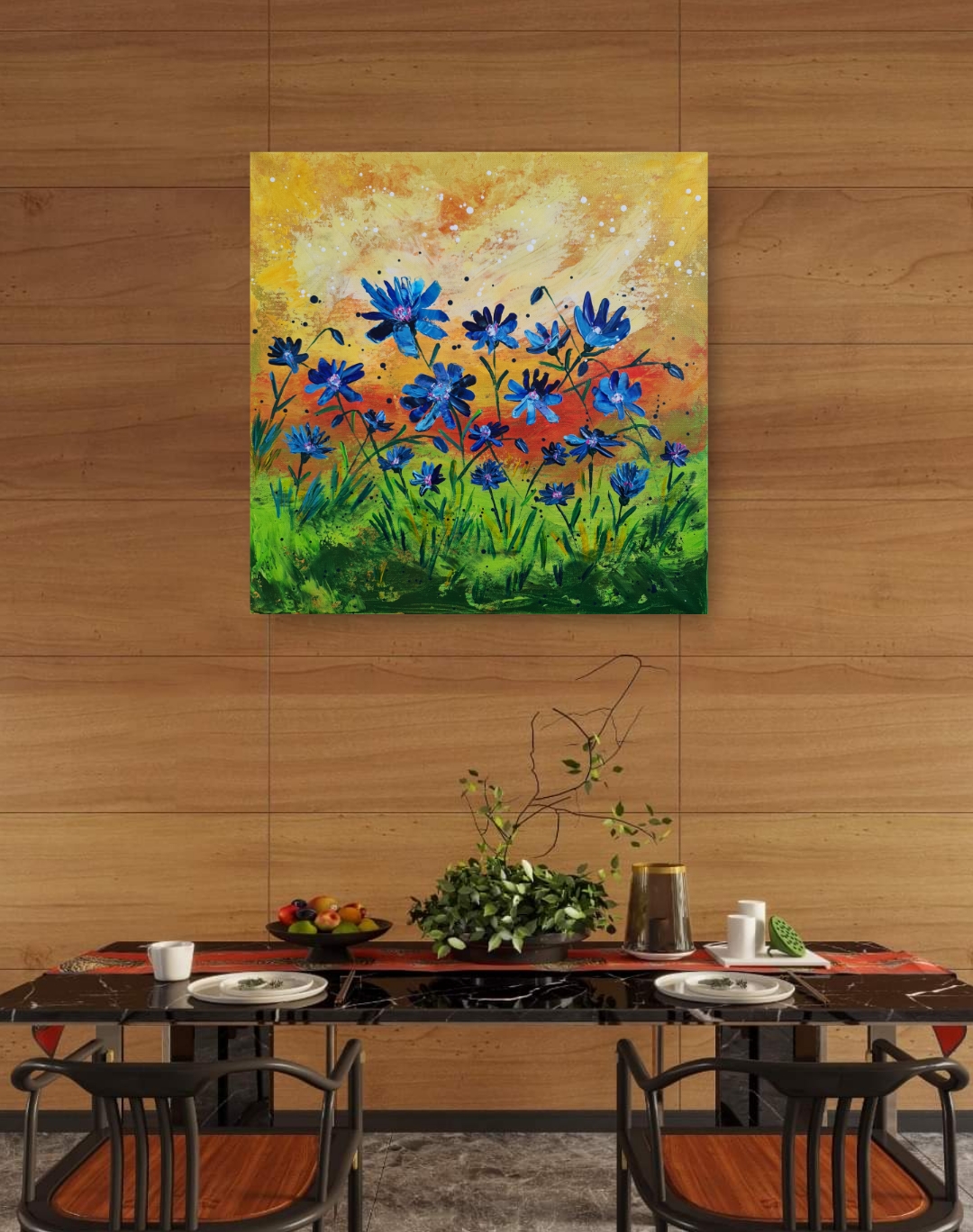 Floral Field Painting, "Cornfield floral"