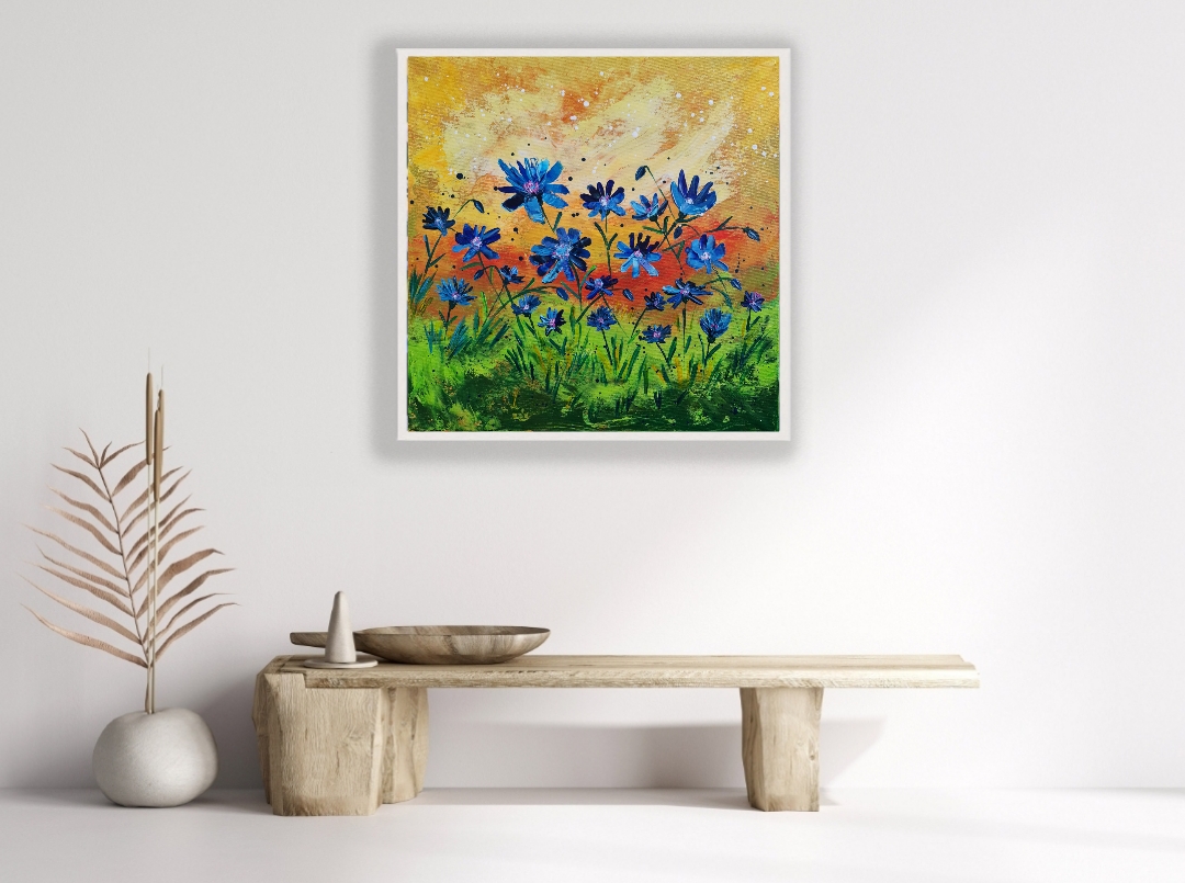 Floral Field Painting, "Cornfield floral"