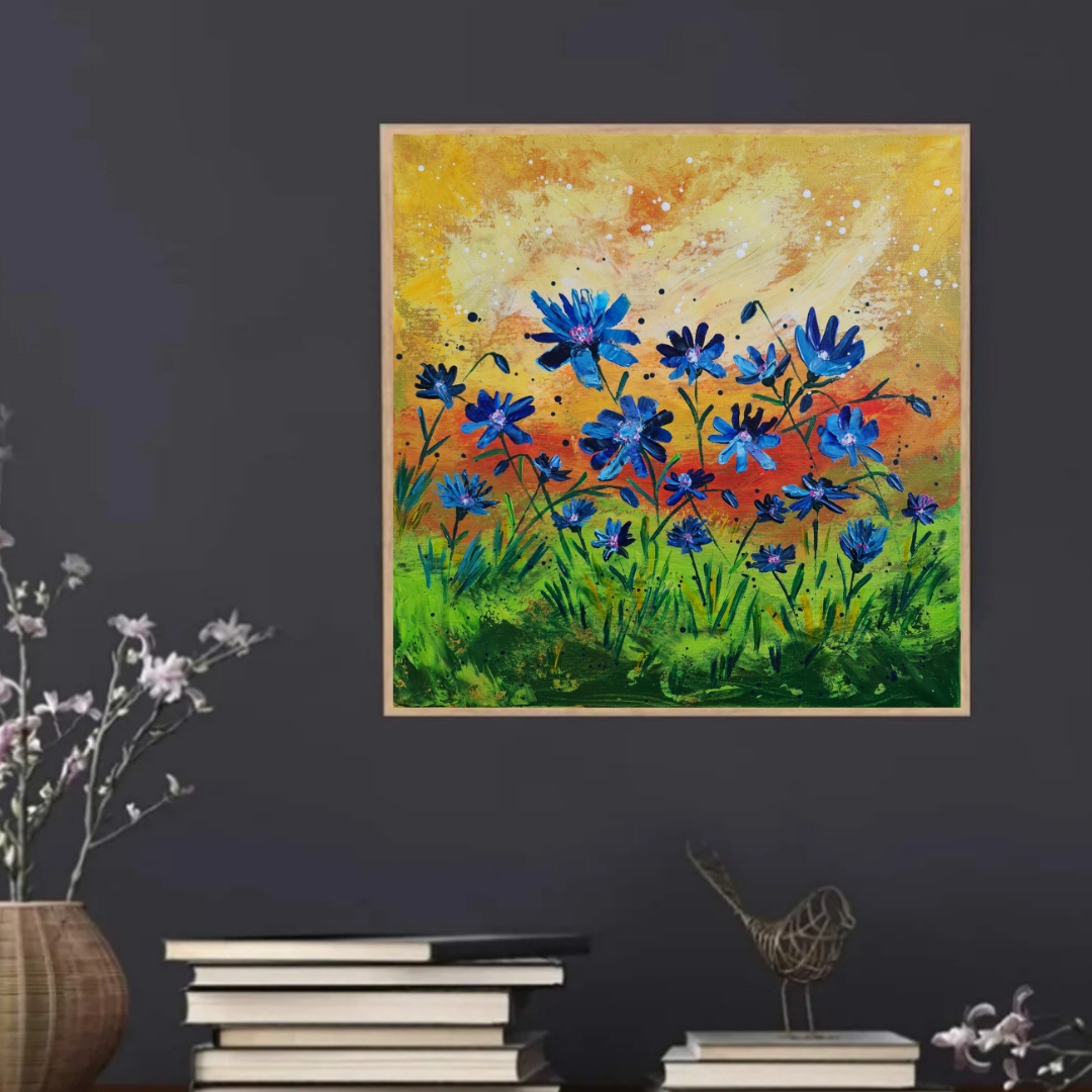 Floral Field Painting, "Cornfield floral"