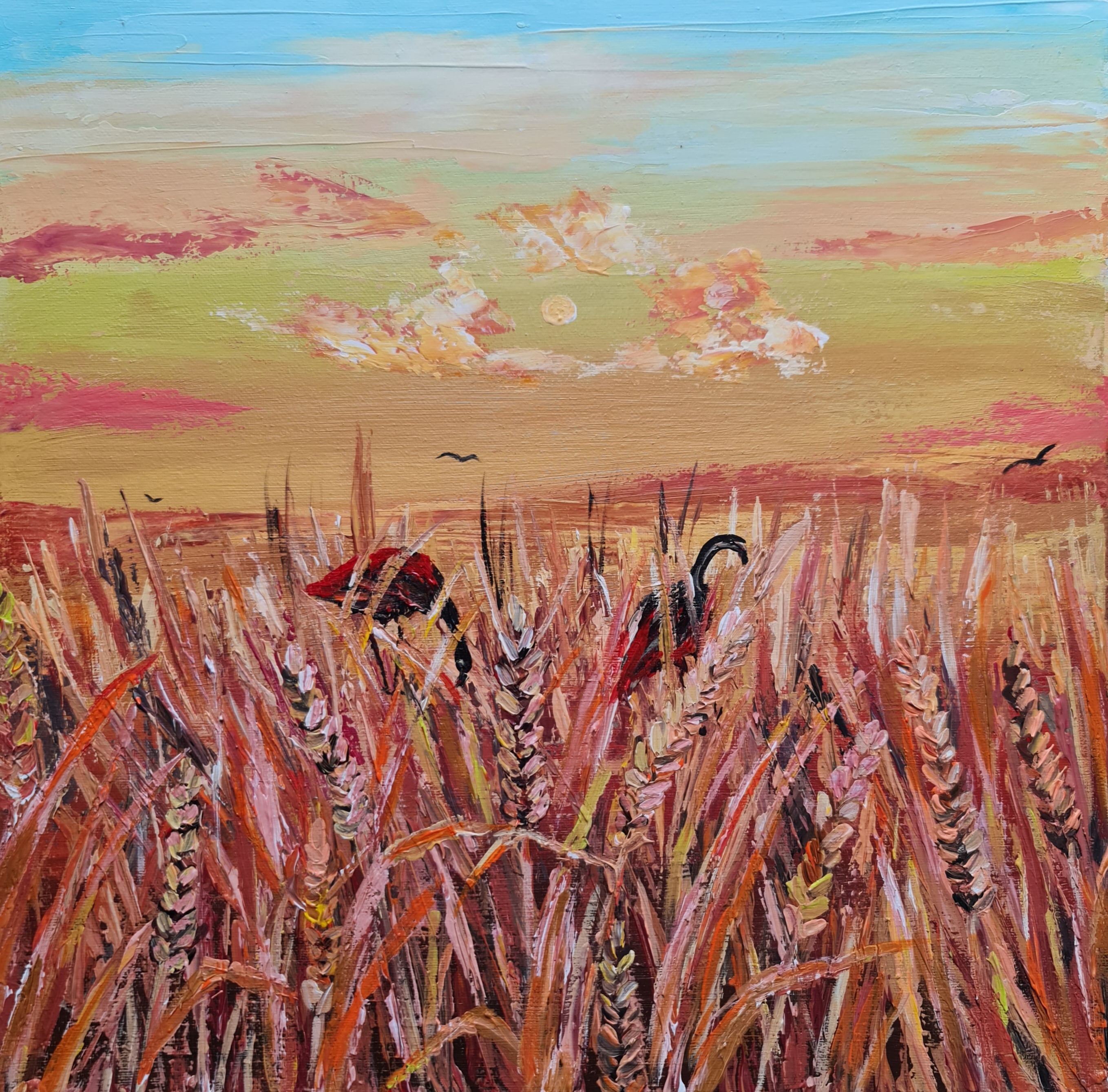 Sunset Wheat Field Painting
