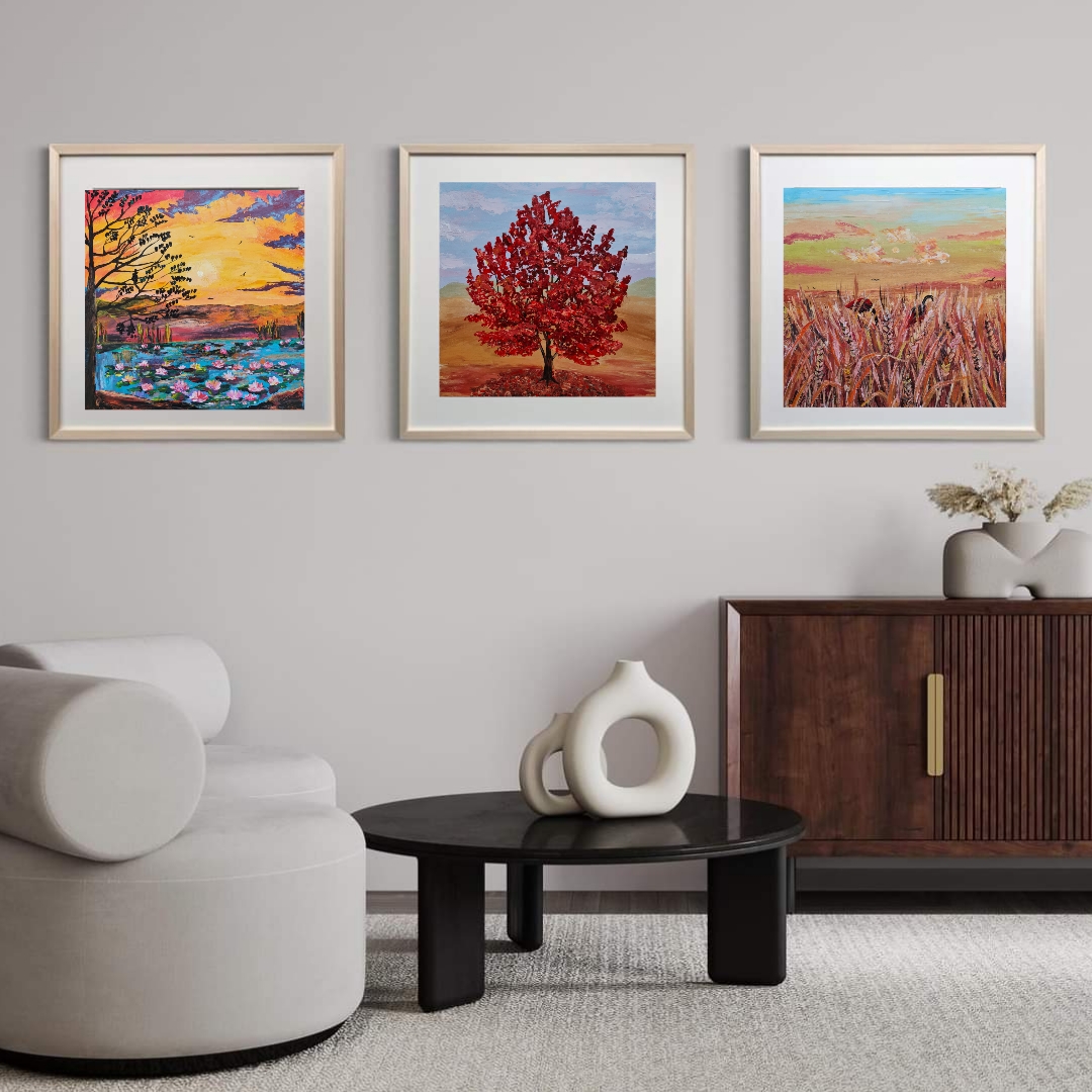 Sunset Wheat Field Painting