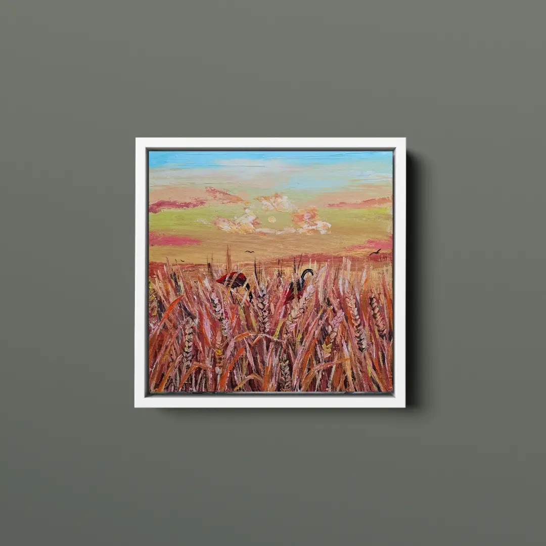 Sunset Wheat Field Painting
