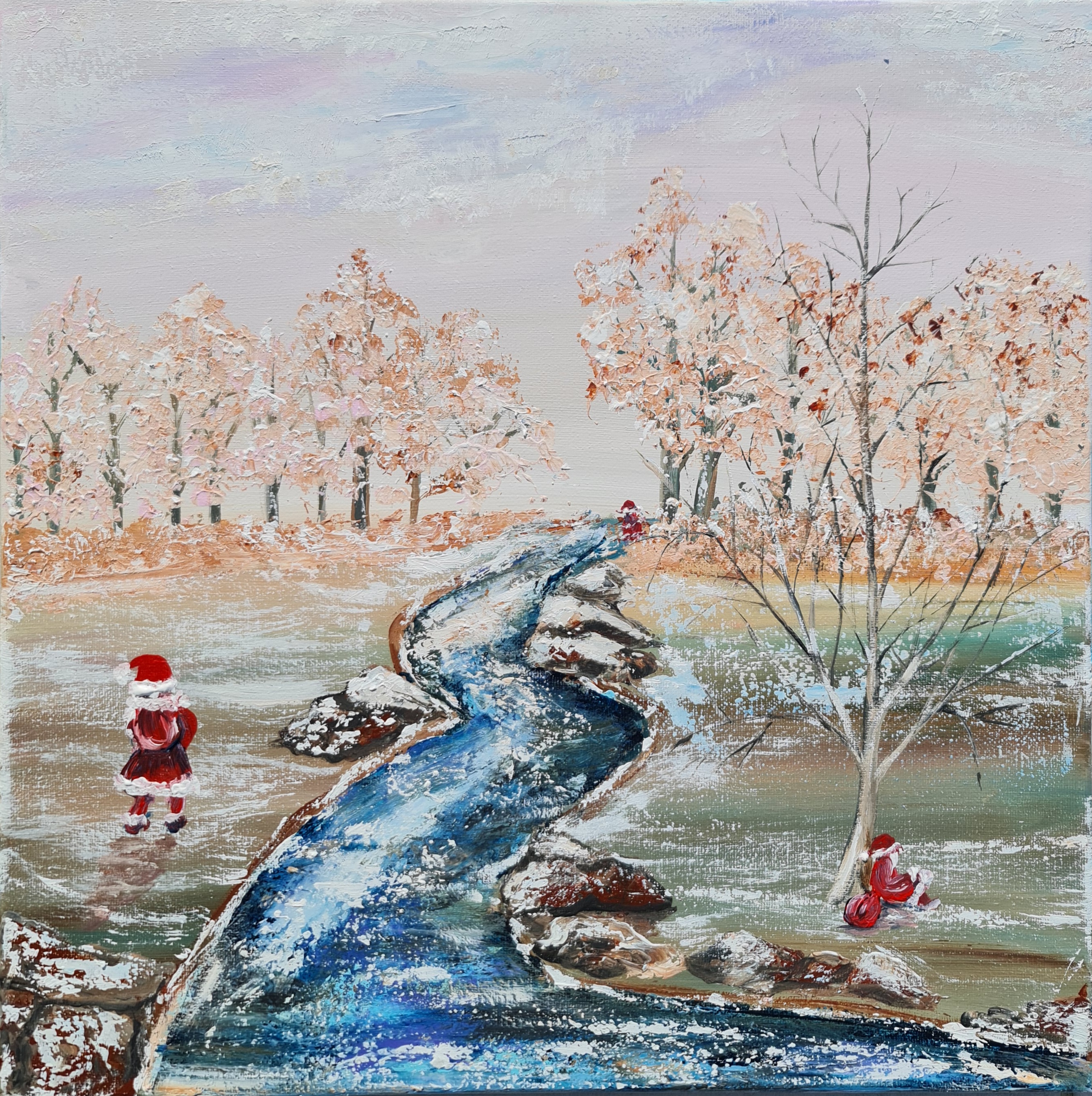 Winter Landscape Painting,  Christmas scenery