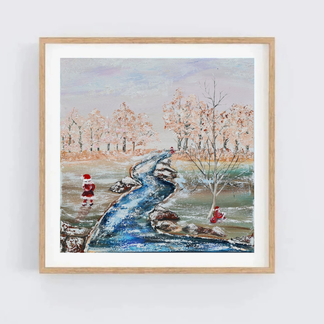 Winter Landscape Painting,  Christmas scenery