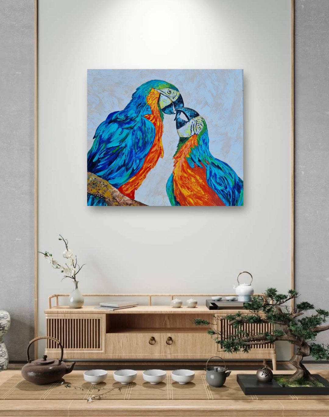 Love is in the air, Parrot Macaw couple 