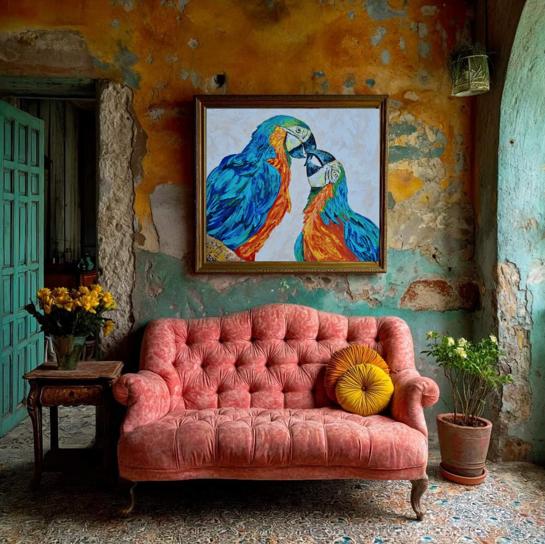 Love is in the air, Parrot Macaw couple 