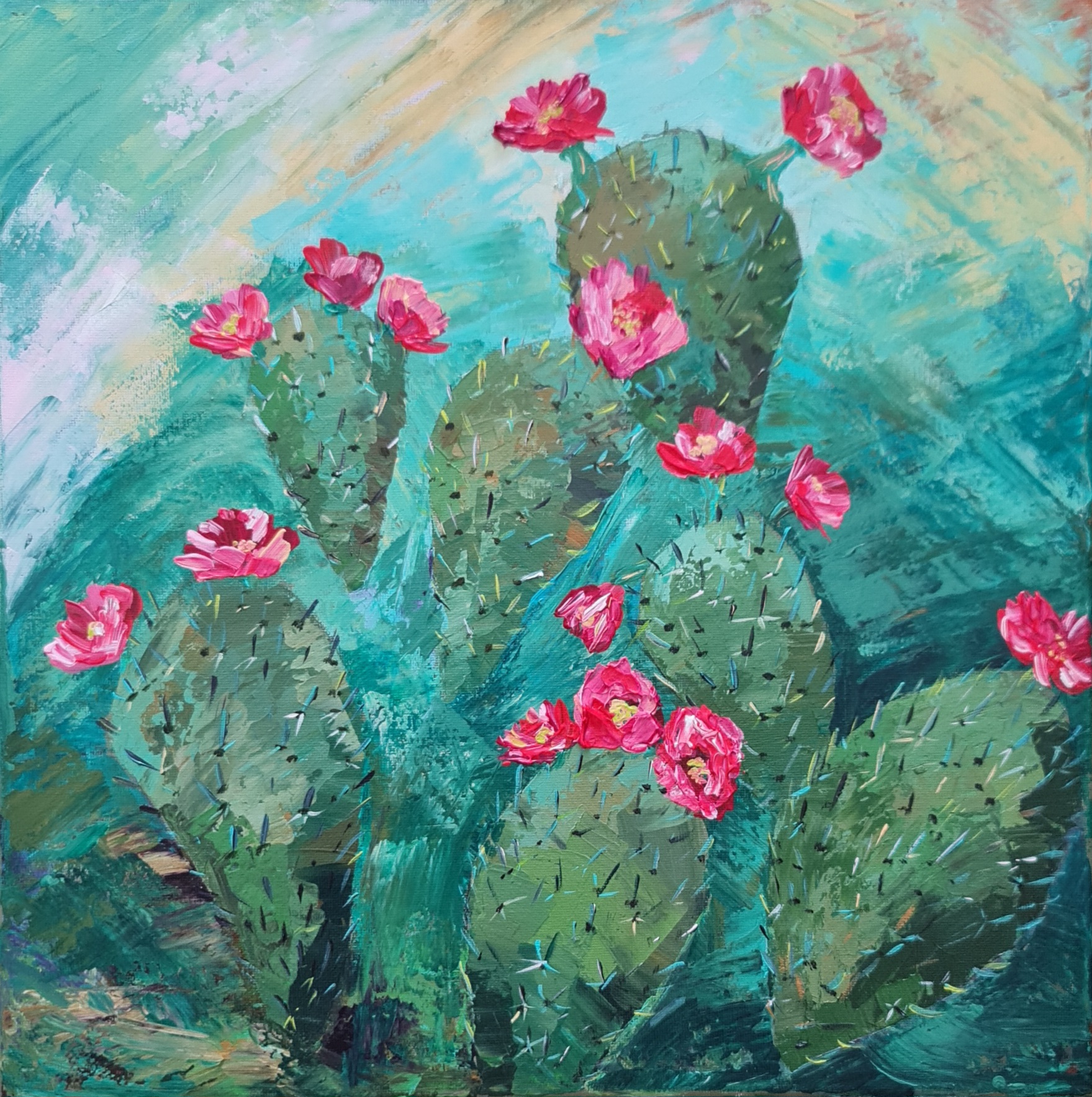 Cactus Flower Painting