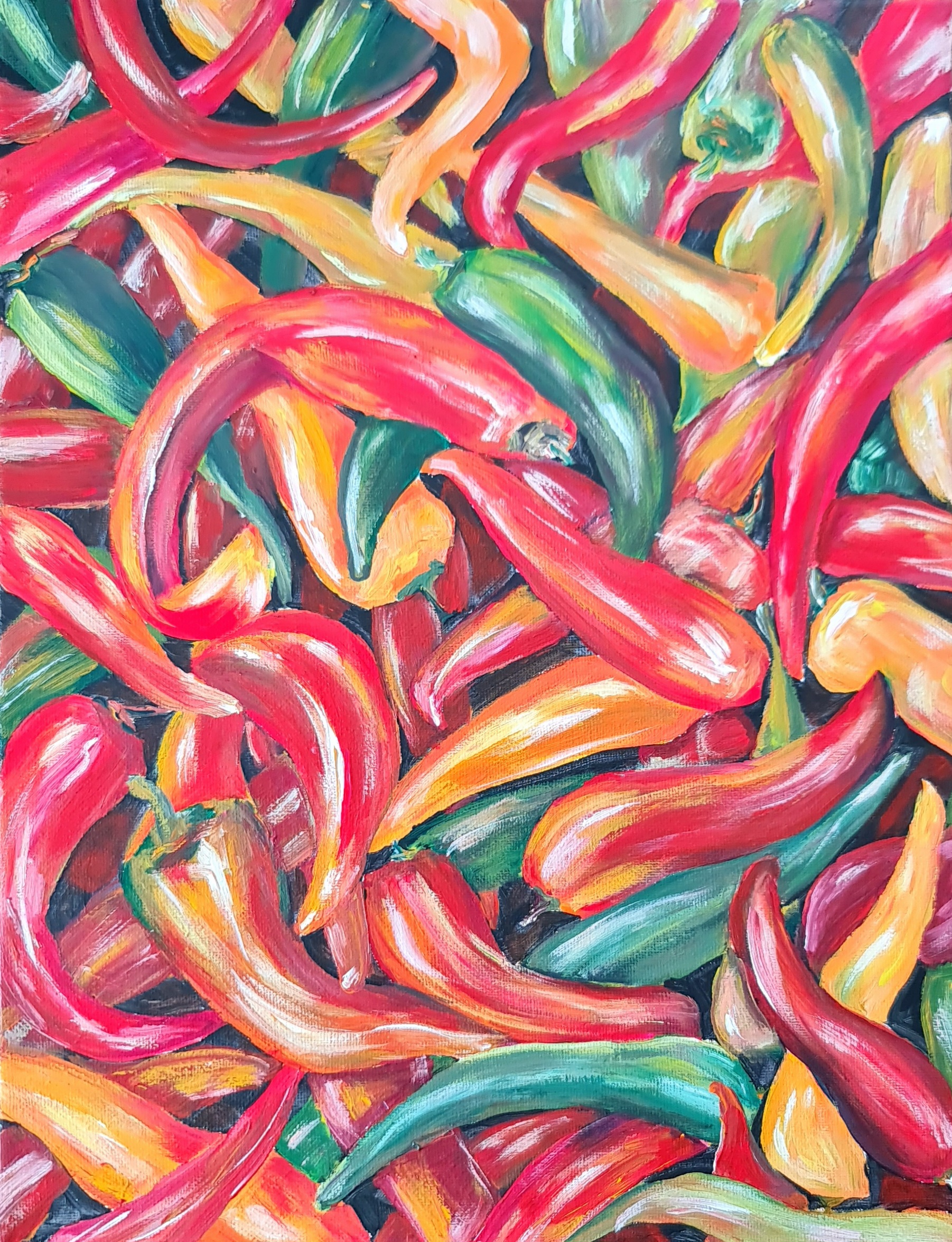 Colorful Chili Pepper Painting