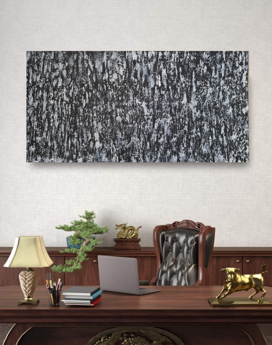 Abstract Black and White Painting