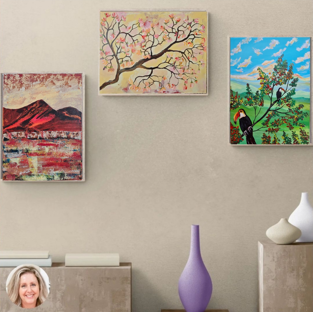Blossoming Tree Branch Painting, Magnolia flower 
