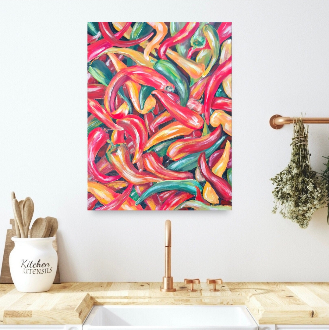 Colorful Chili Pepper Painting