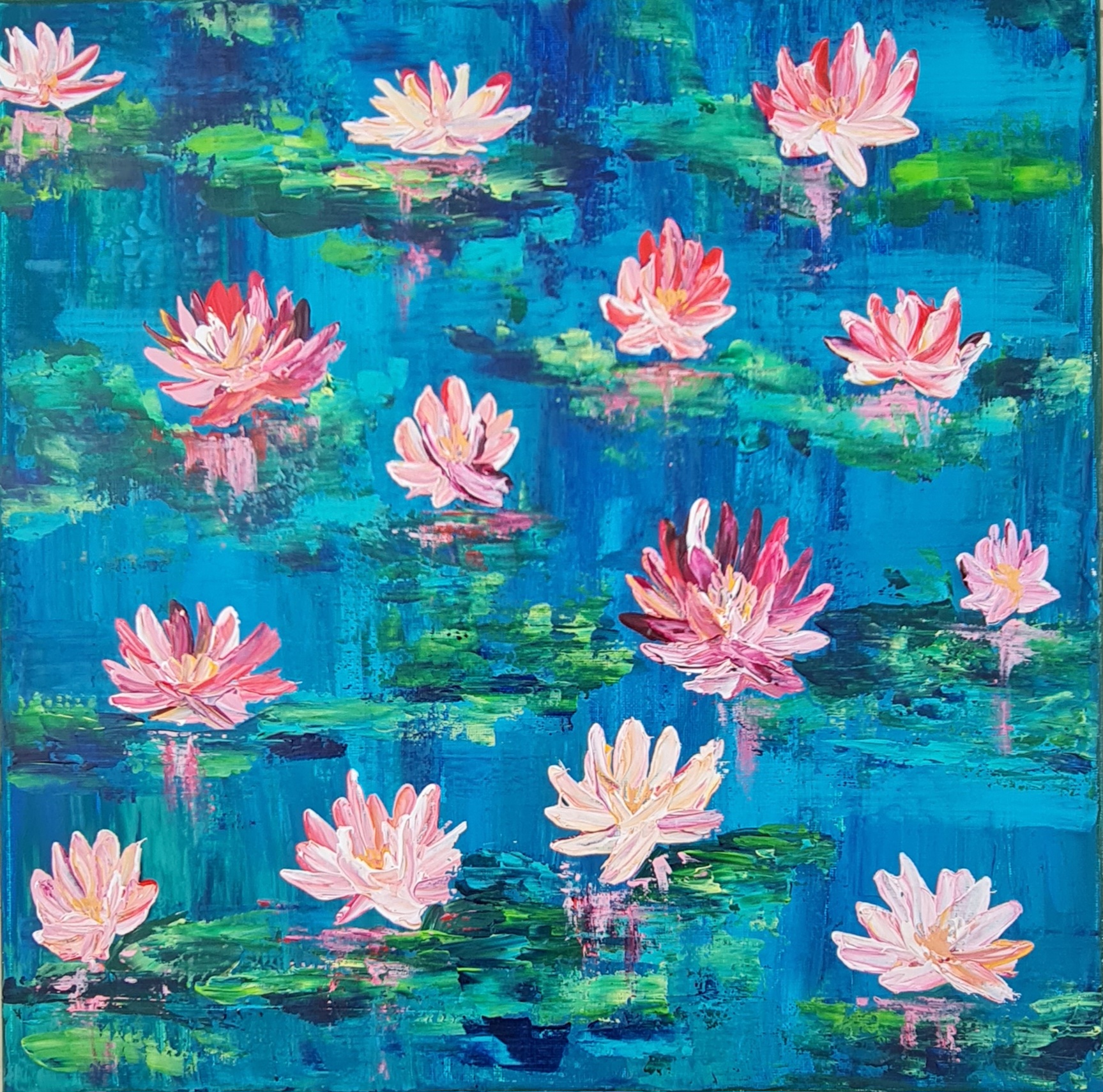 Lotus Pond Painting, Diptych set
